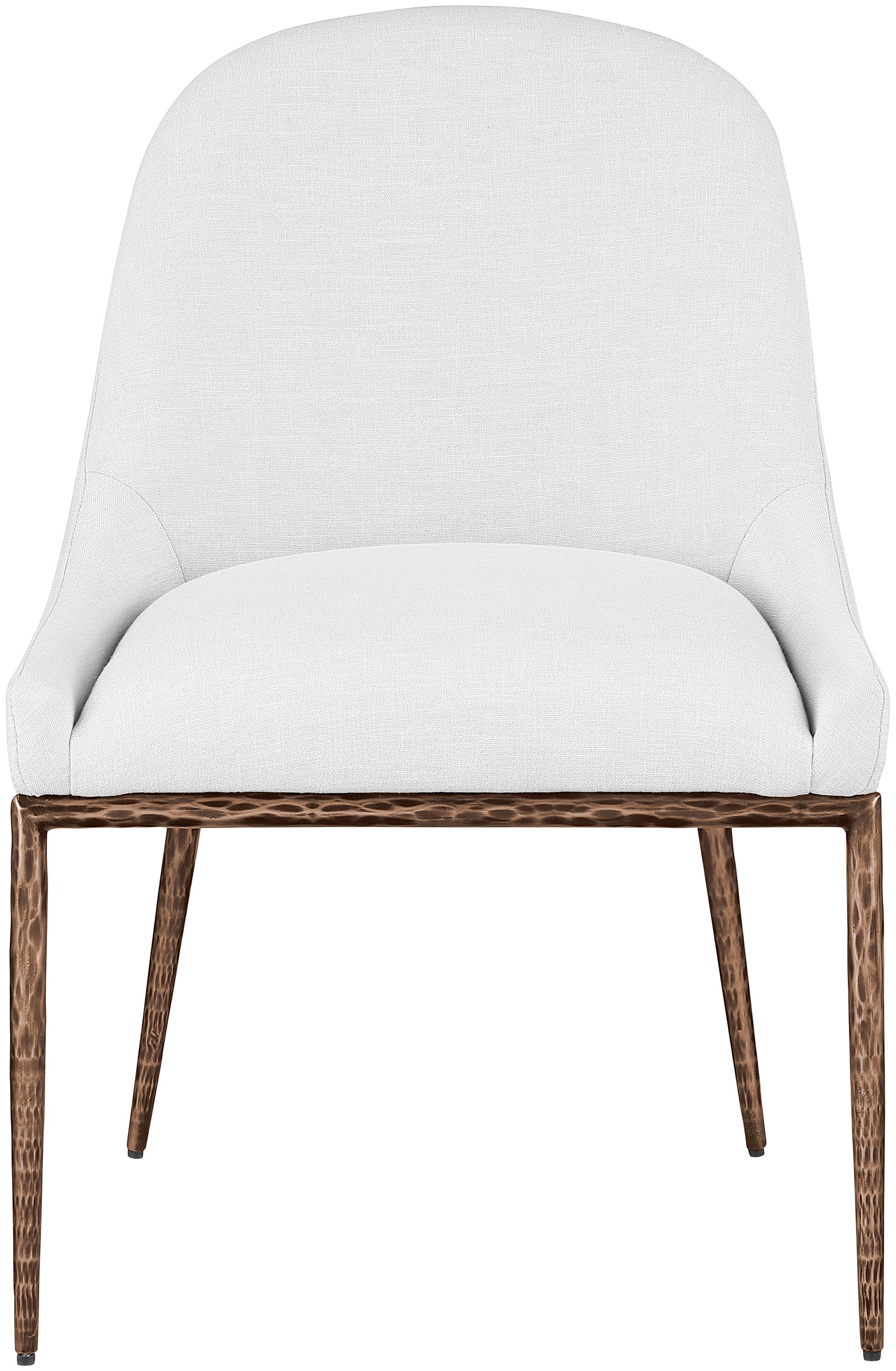 Ferro - Linen Textured Performance Fabric Upholstered Dining Side Chair - White / Brushed Bronze