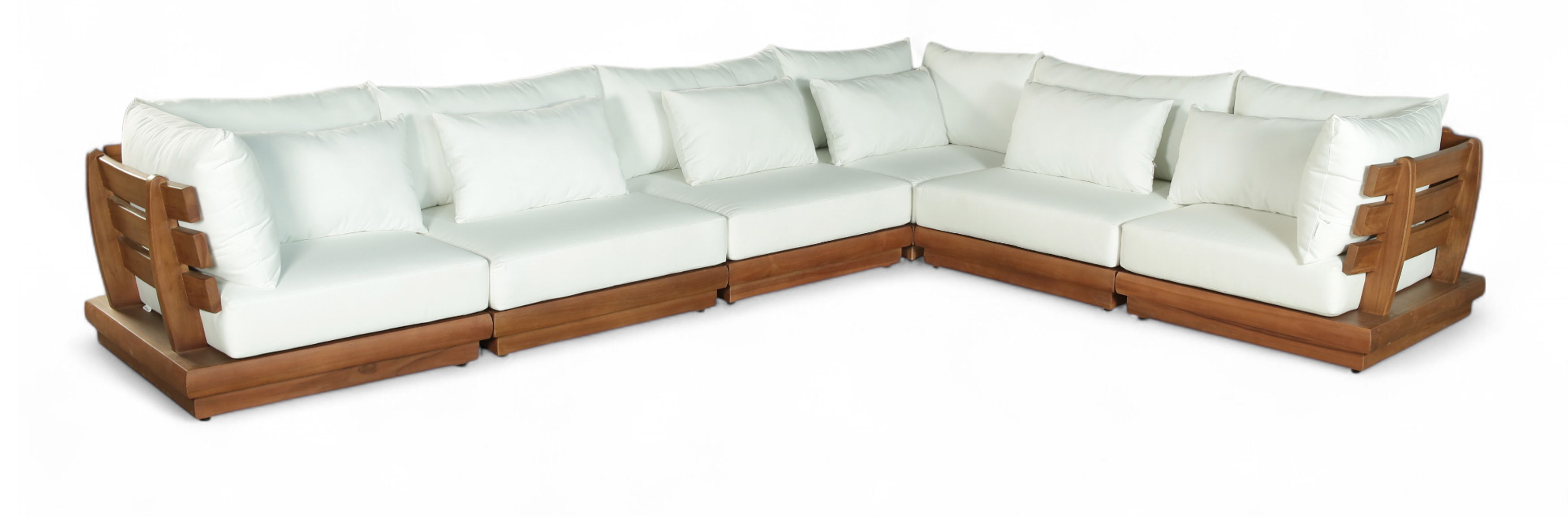 6 Pc · Water Resistant Fabric 150" Outdoor Patio Modular Sectional - Off