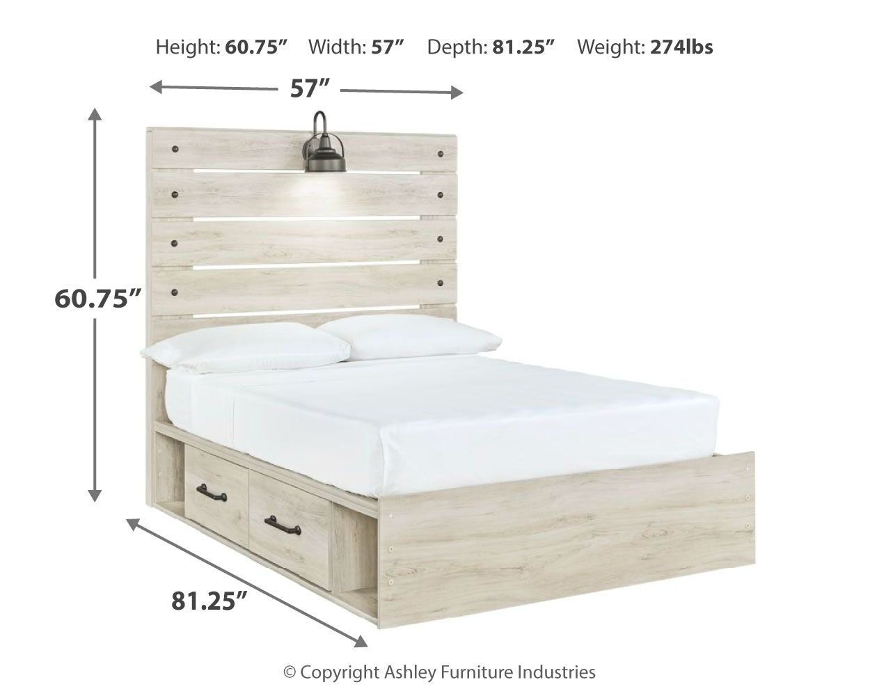 Ashley Furniture Cambeck - Full Panel Bed With 4 Storage Drawers - Whitewash - Image 5