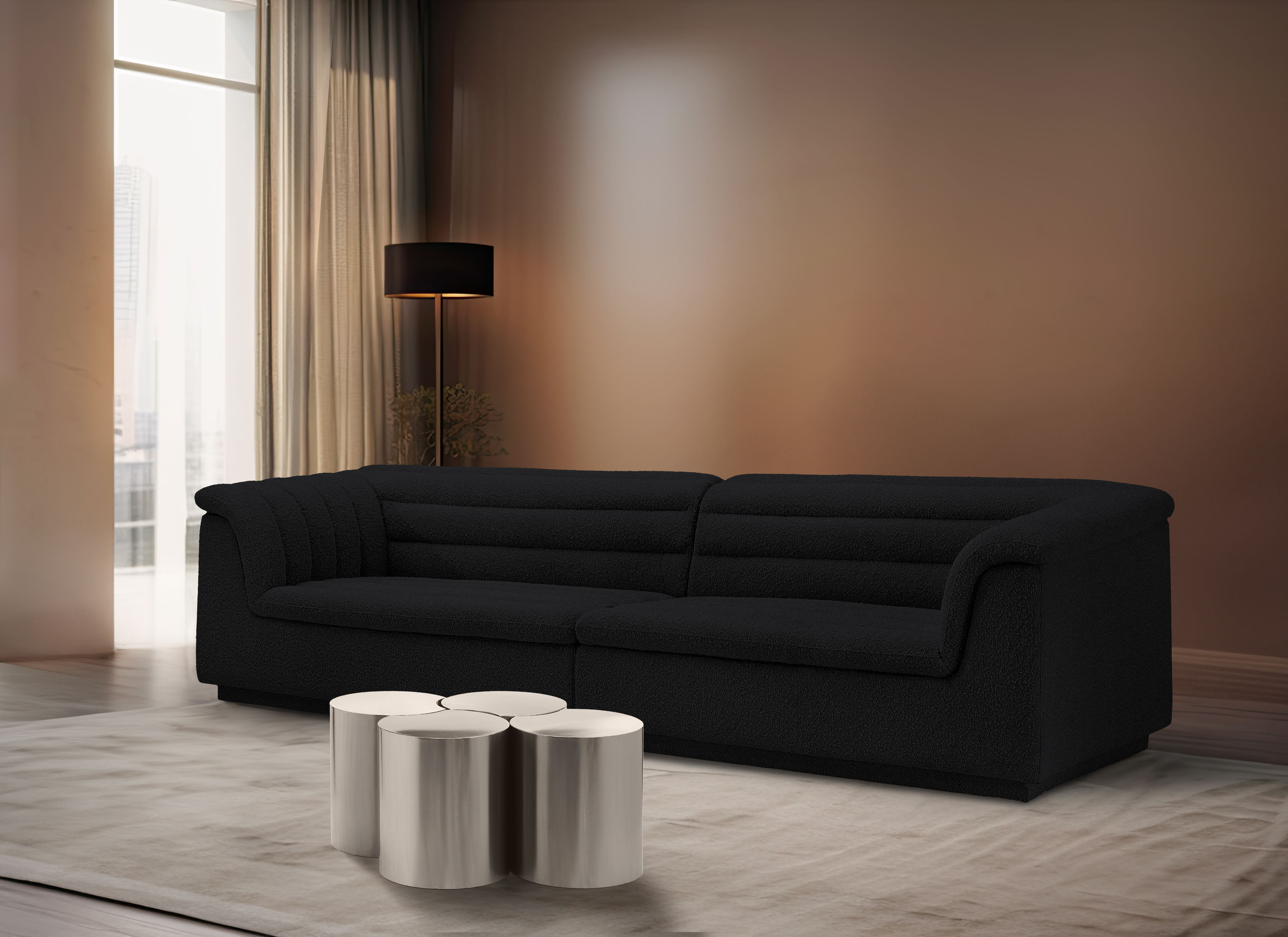 Dimple - 16" 4 Piece Modular Coffee Table - Silver