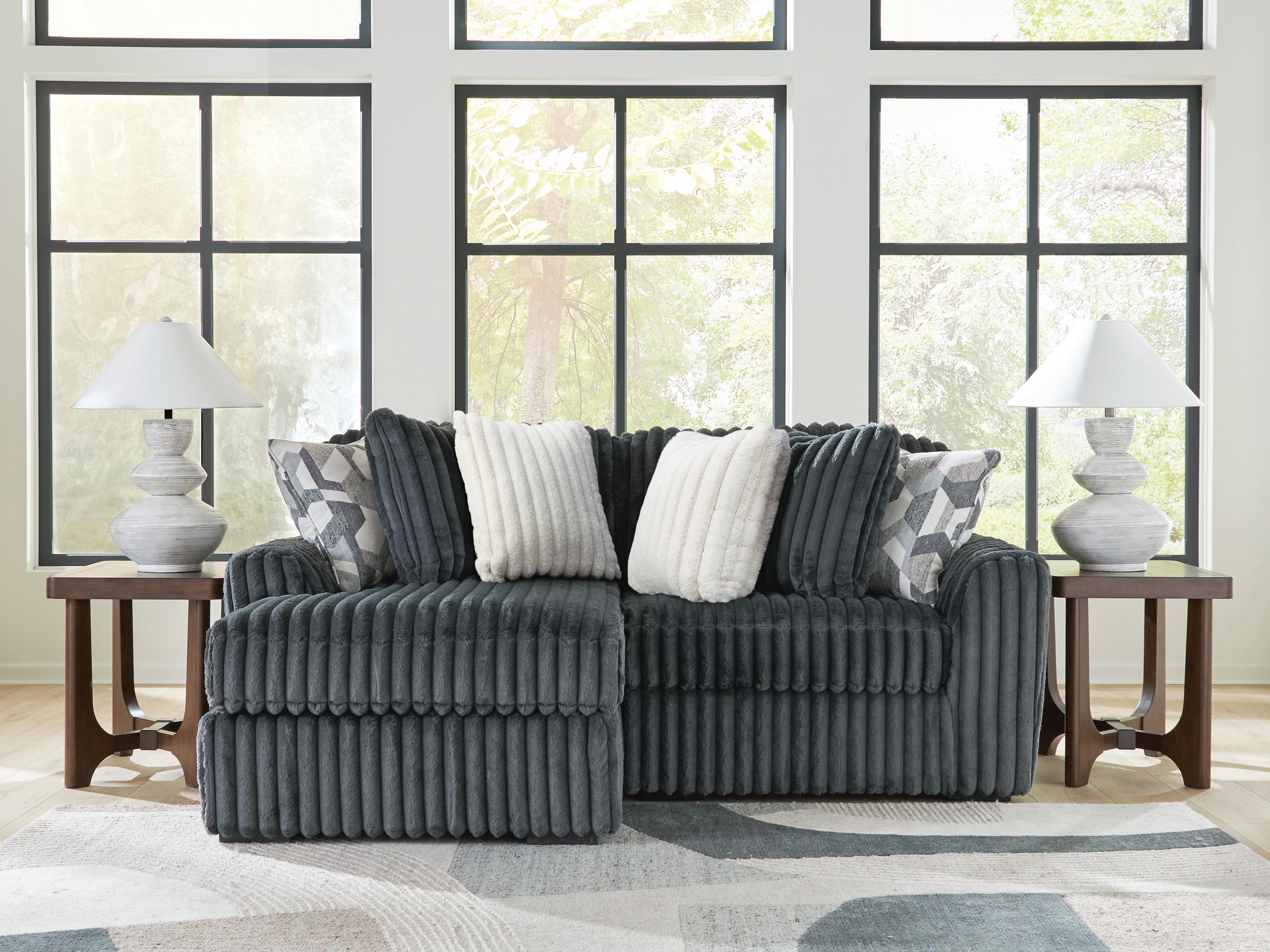Midnight-Madness - 2-Piece Sectional With LAF Corner Chaise - Gunmetal