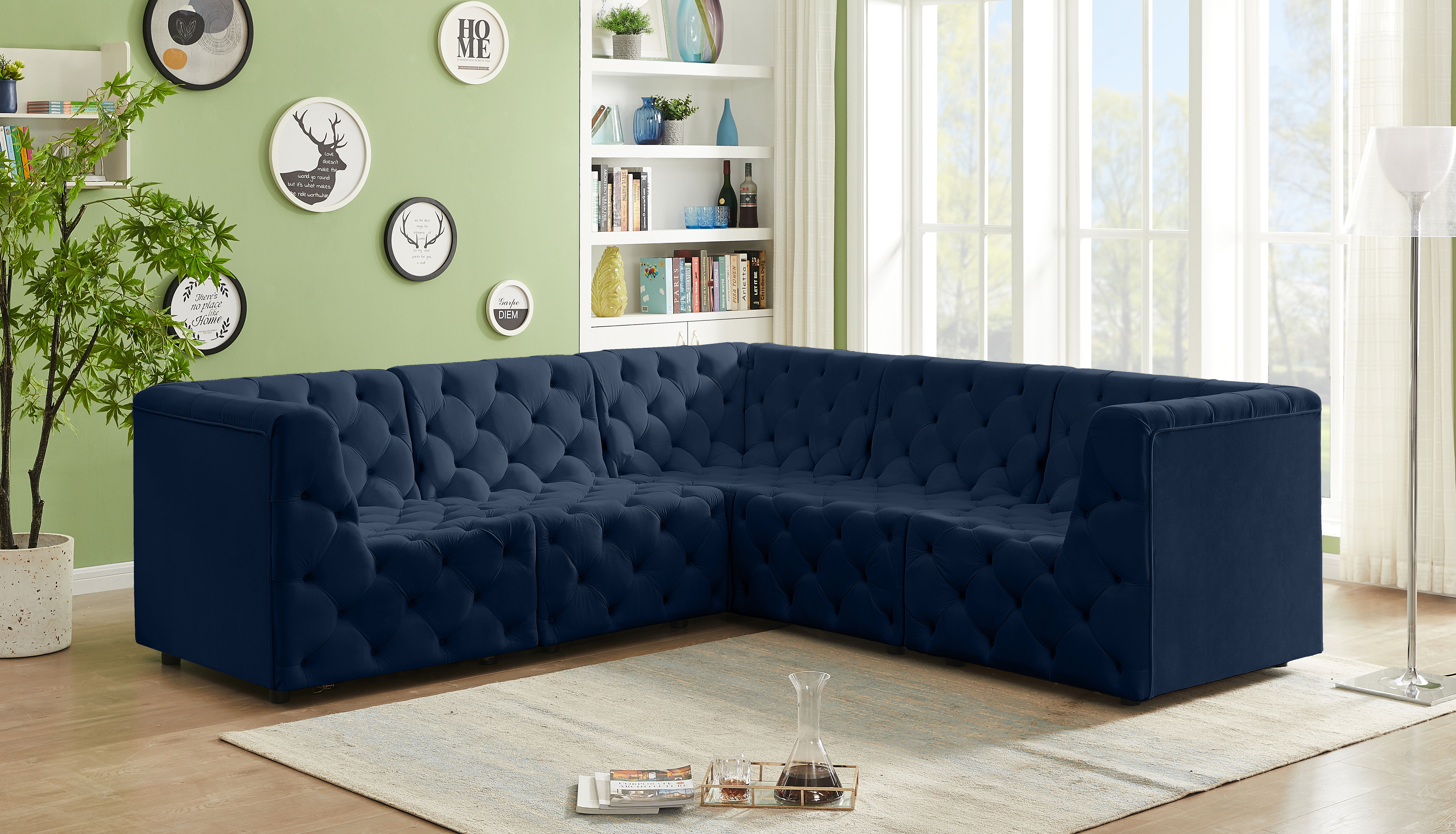 Tuft - 5 Piece Modular Corner Sectional - Navy