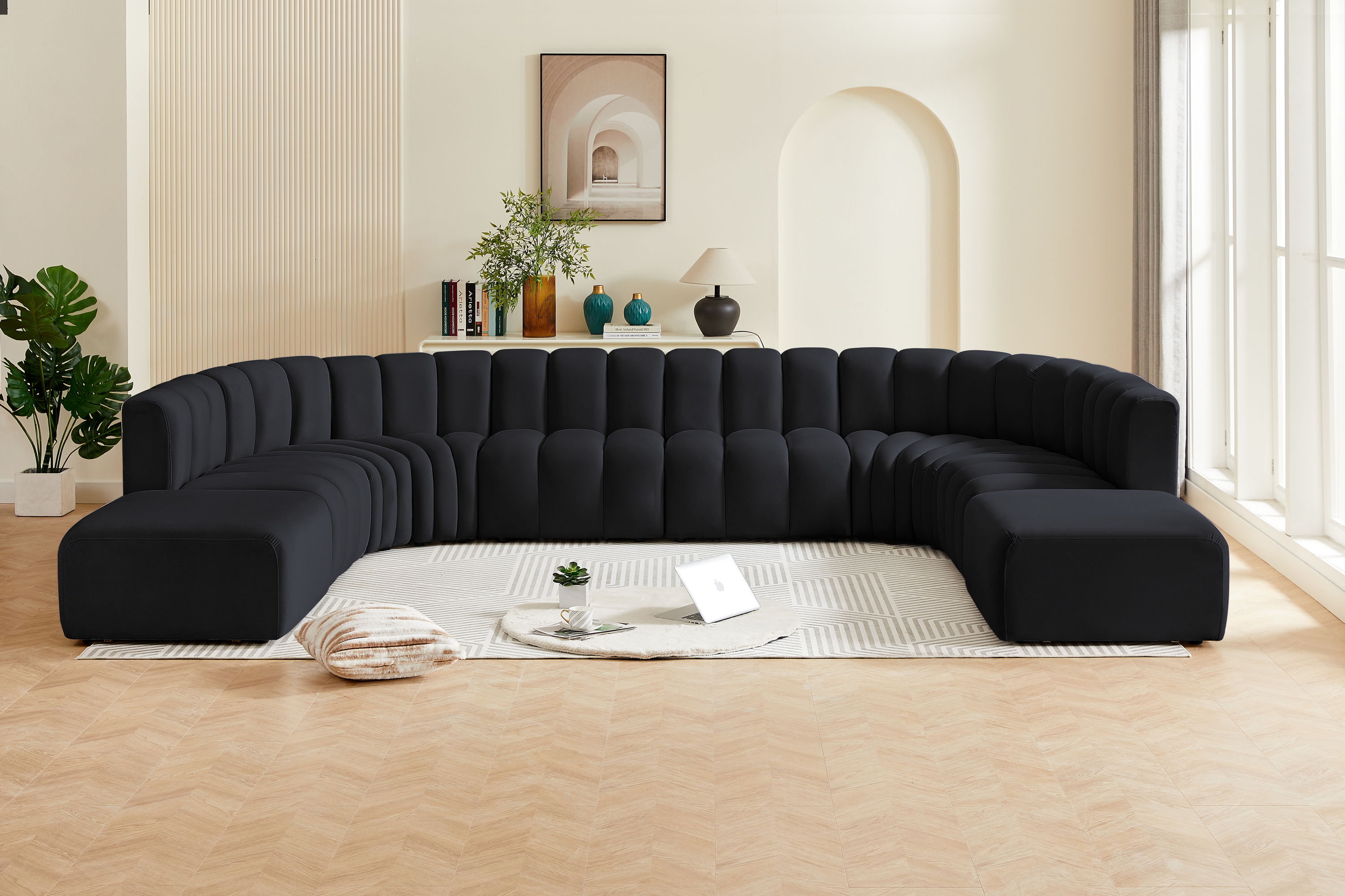 Arc - Velvet Modular Sectional - Black