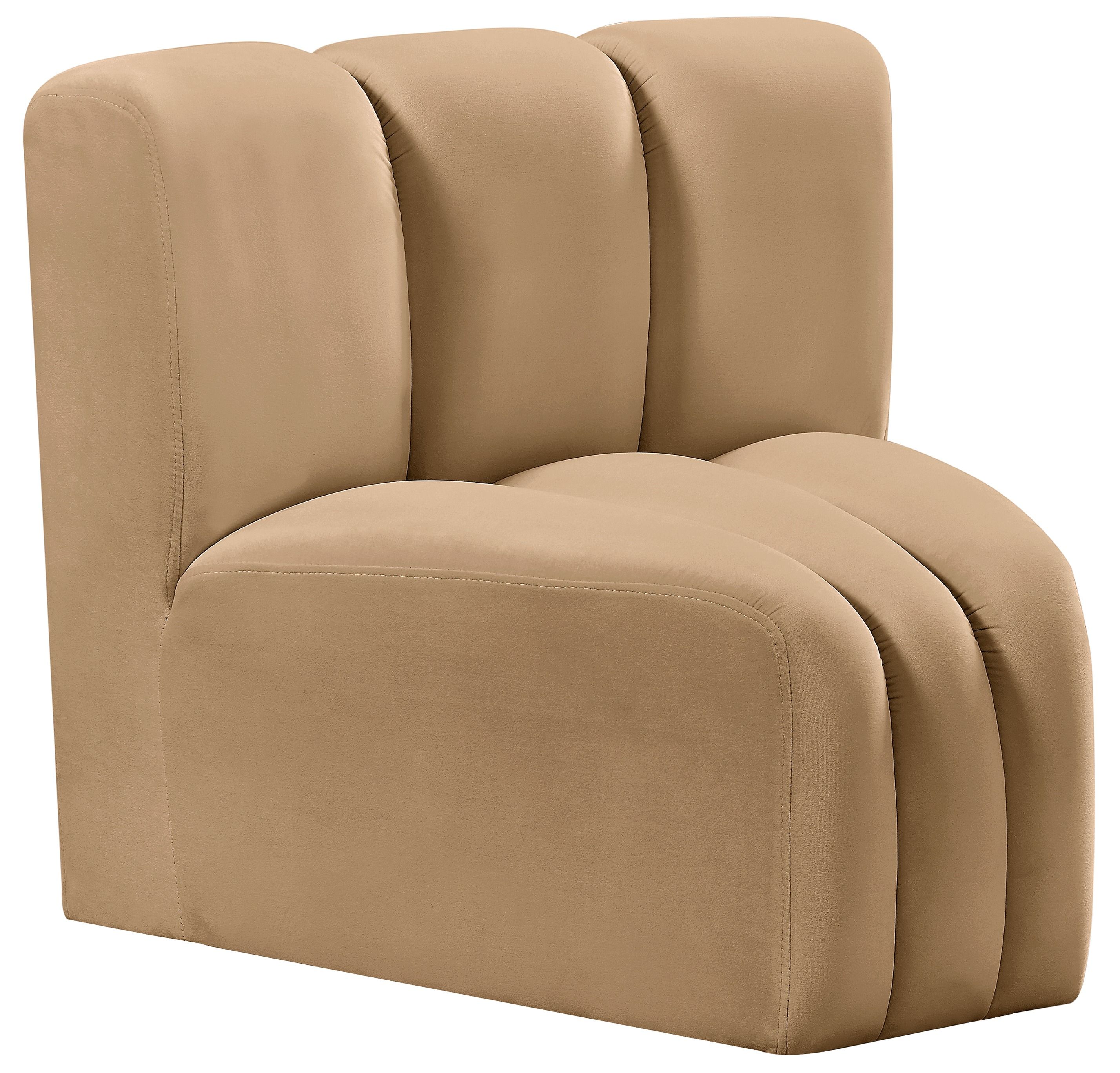 Arc - Velvet Curved Corner Chair - Camel