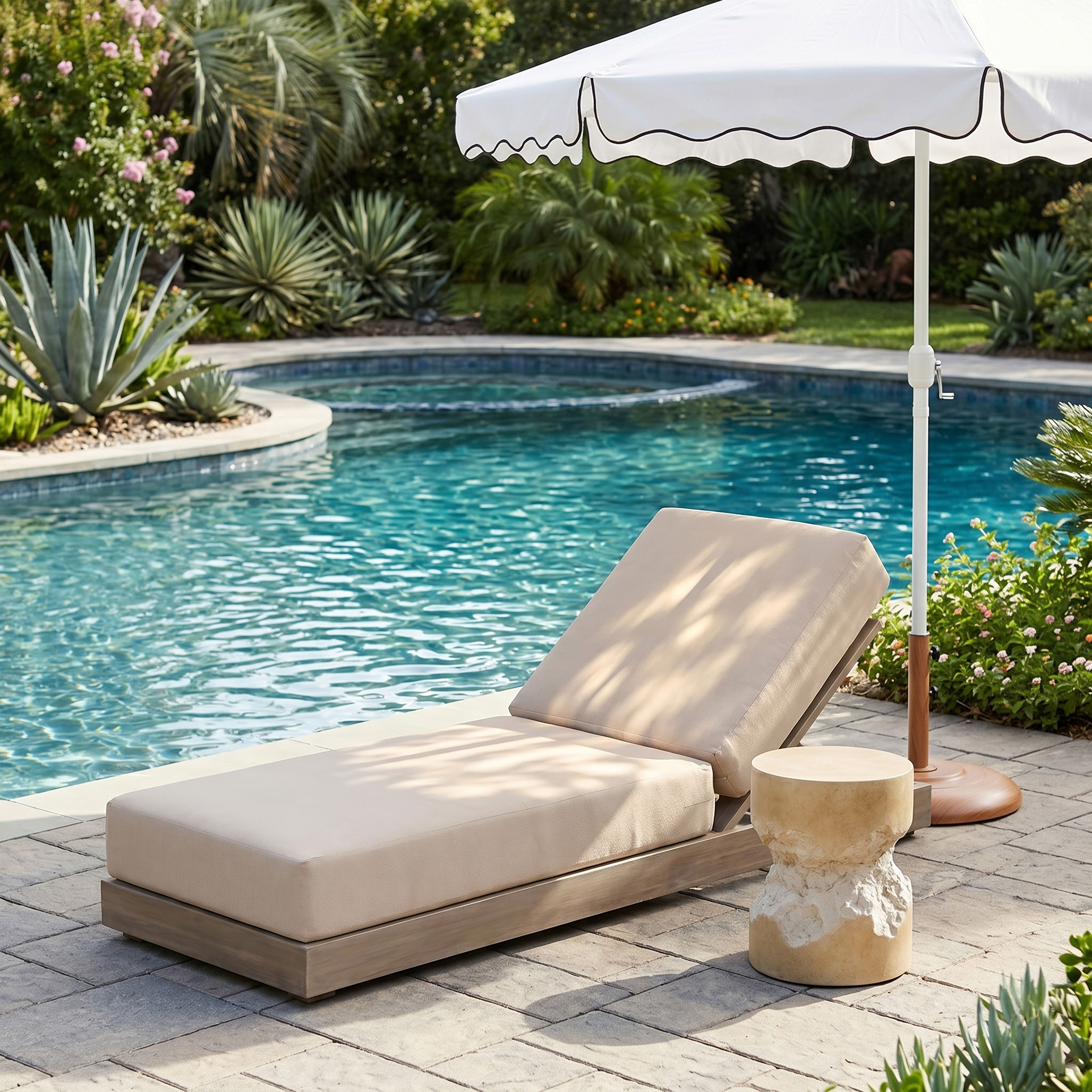 Solace - Olefin Performance Fabric Outdoor Patio Lounge Chair - Beige