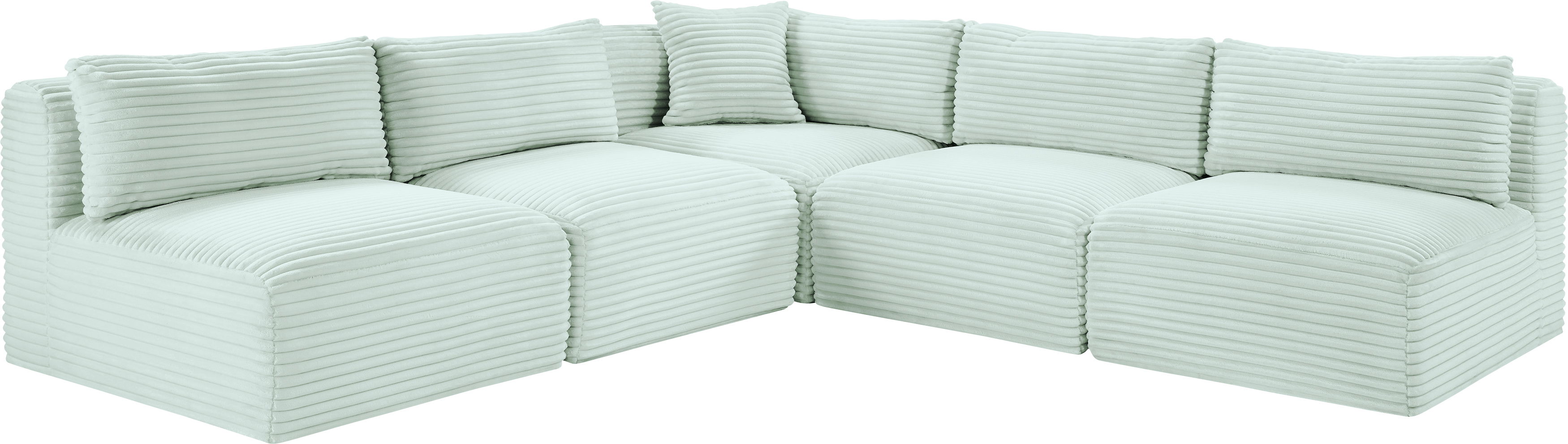 Shaggy - 5 Piece Modular Corner Armless Sectional - Mint