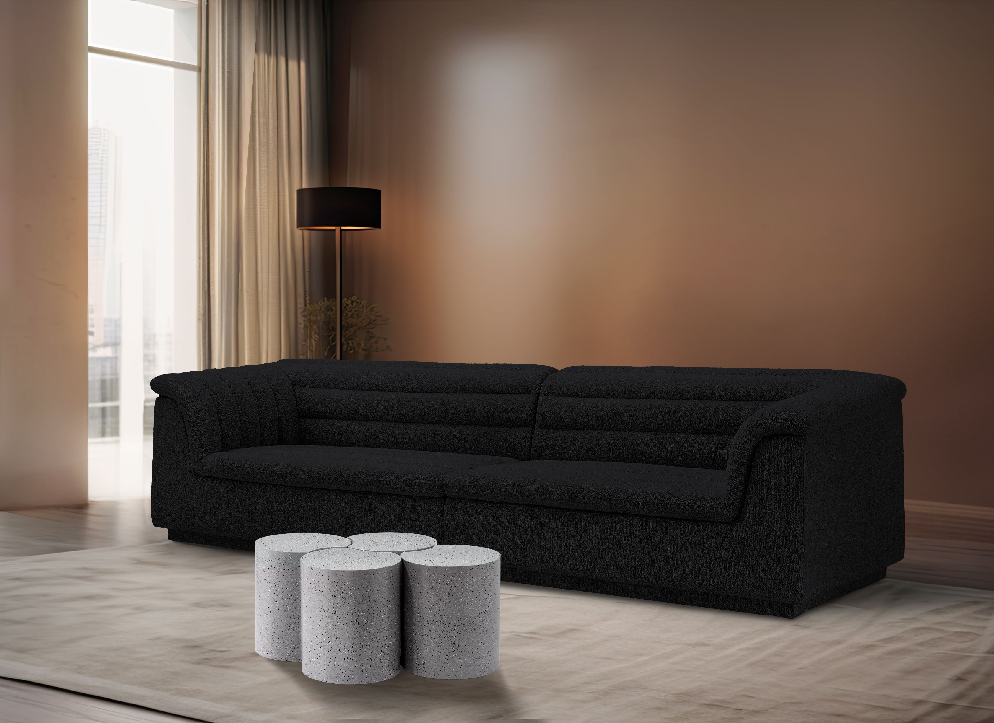 Dimple - 16" 4 Piece Modular Coffee Table - White Terazzo