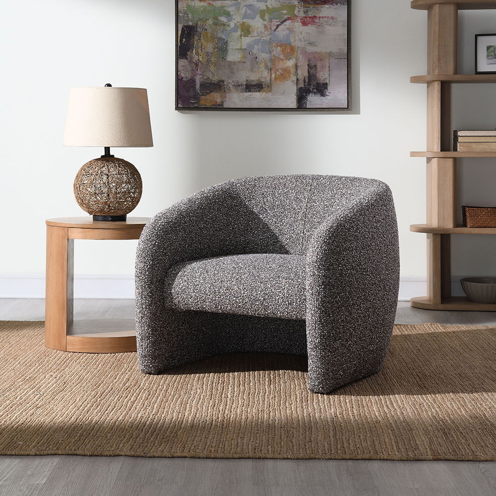 Livia - Accent Chair - Brown & Gray Tweed, dark gray