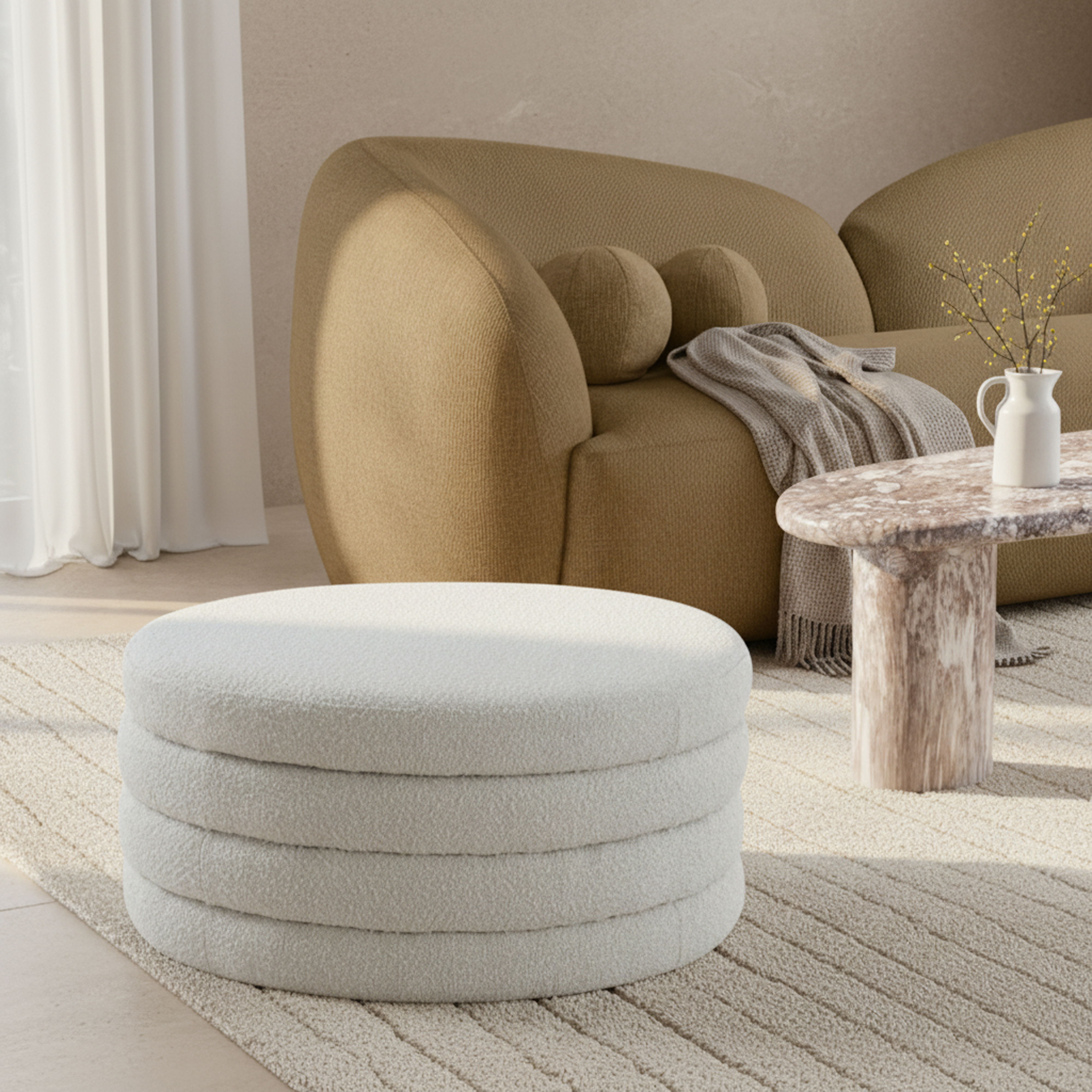 Aphia - Ottoman / Coffee Table - Cream
