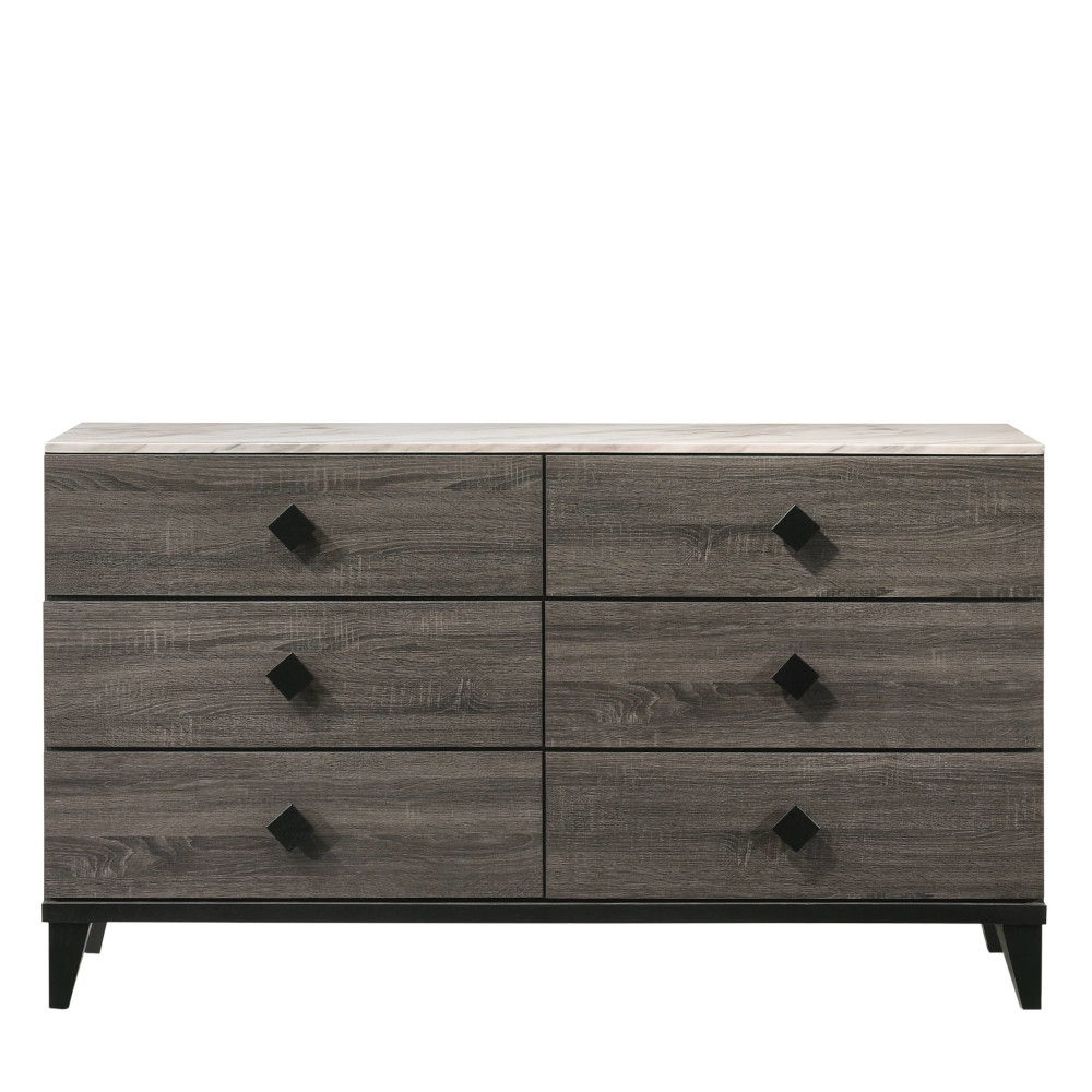 Avantika - Dresser - Faux Marble Top & Rustic Gray Oak, dark gray, view 7