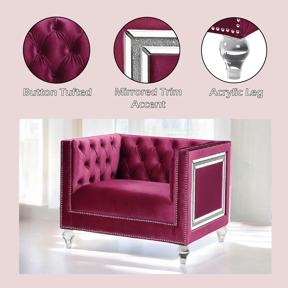 Heibero - Chair (Same Lv01402) - Burgundy Velvet, purple