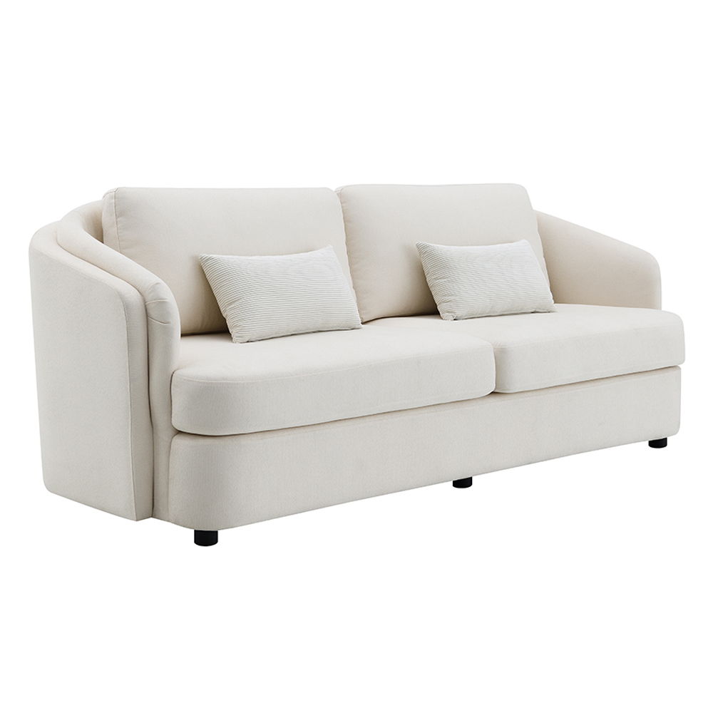 Mariko - Sofa With 2 Pillows - Beige Linen, beige