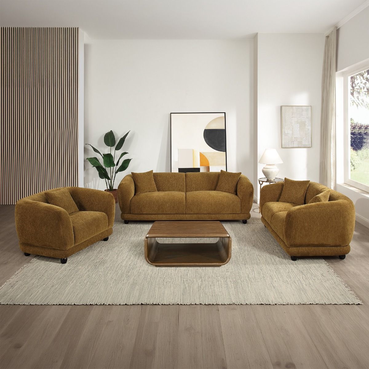 Lennox - Loveseat With 2 Pillows - Brown Chenille, light brown