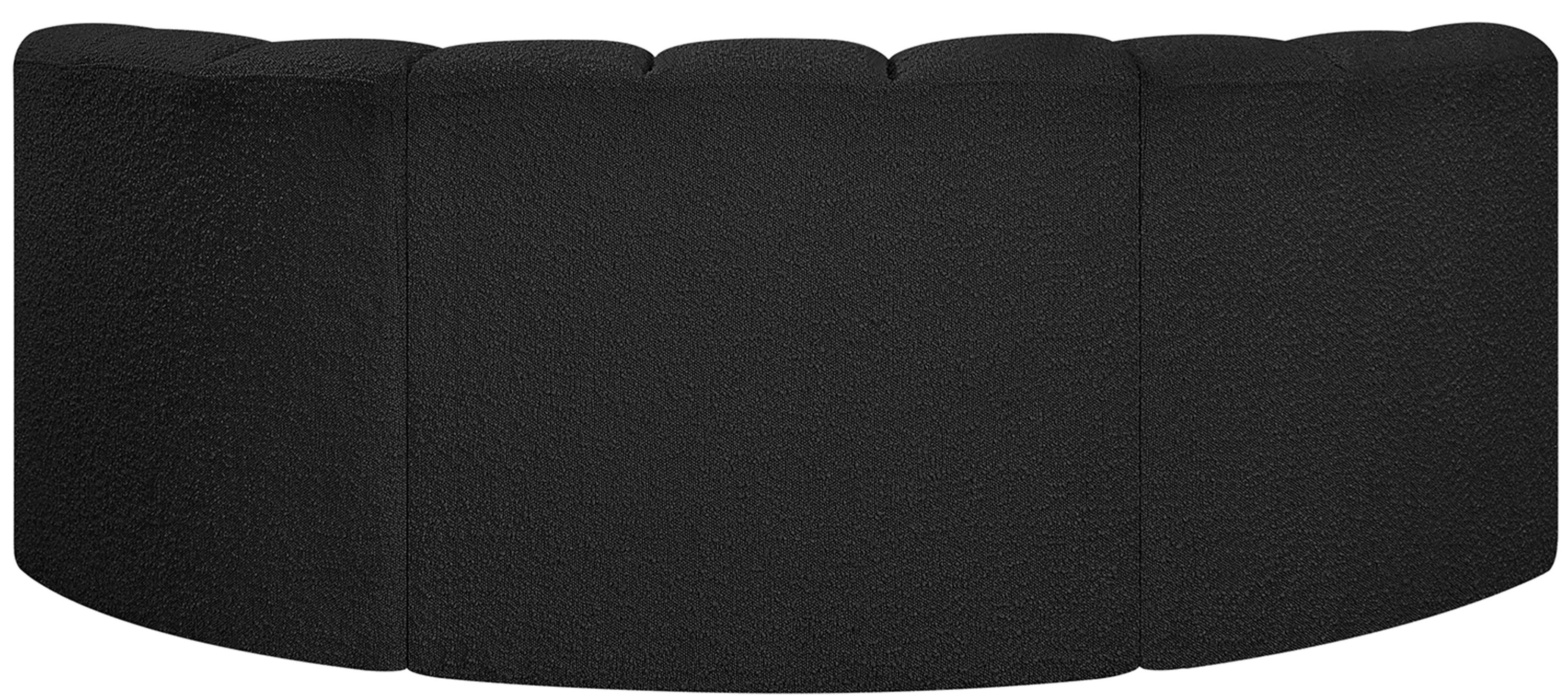 Arc - Boucle Fabric 3 Piece Modular U-Shaped Sofa - Black