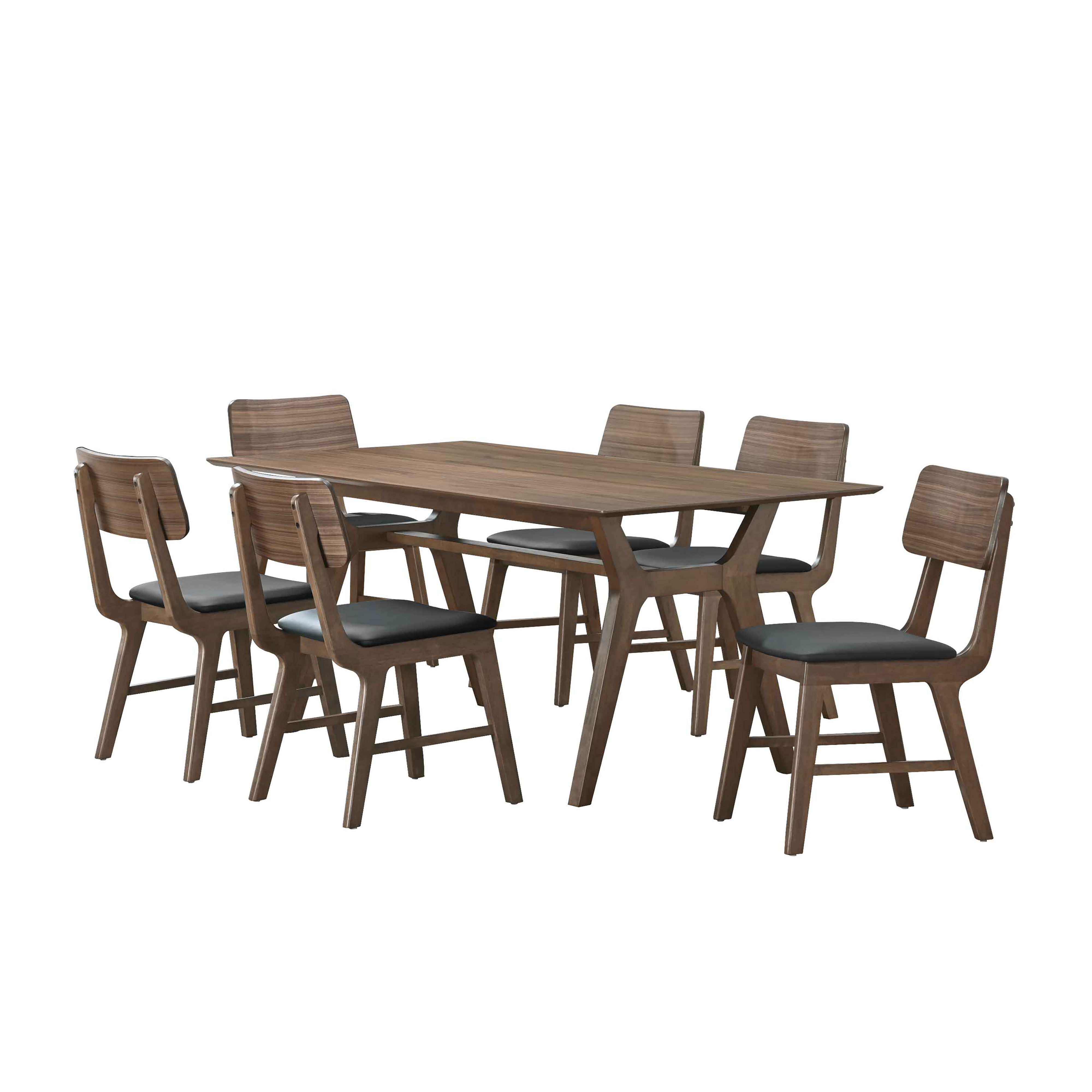 Thea - 70" Rectangular Dining Table With 6 Chairs - Brown / Black