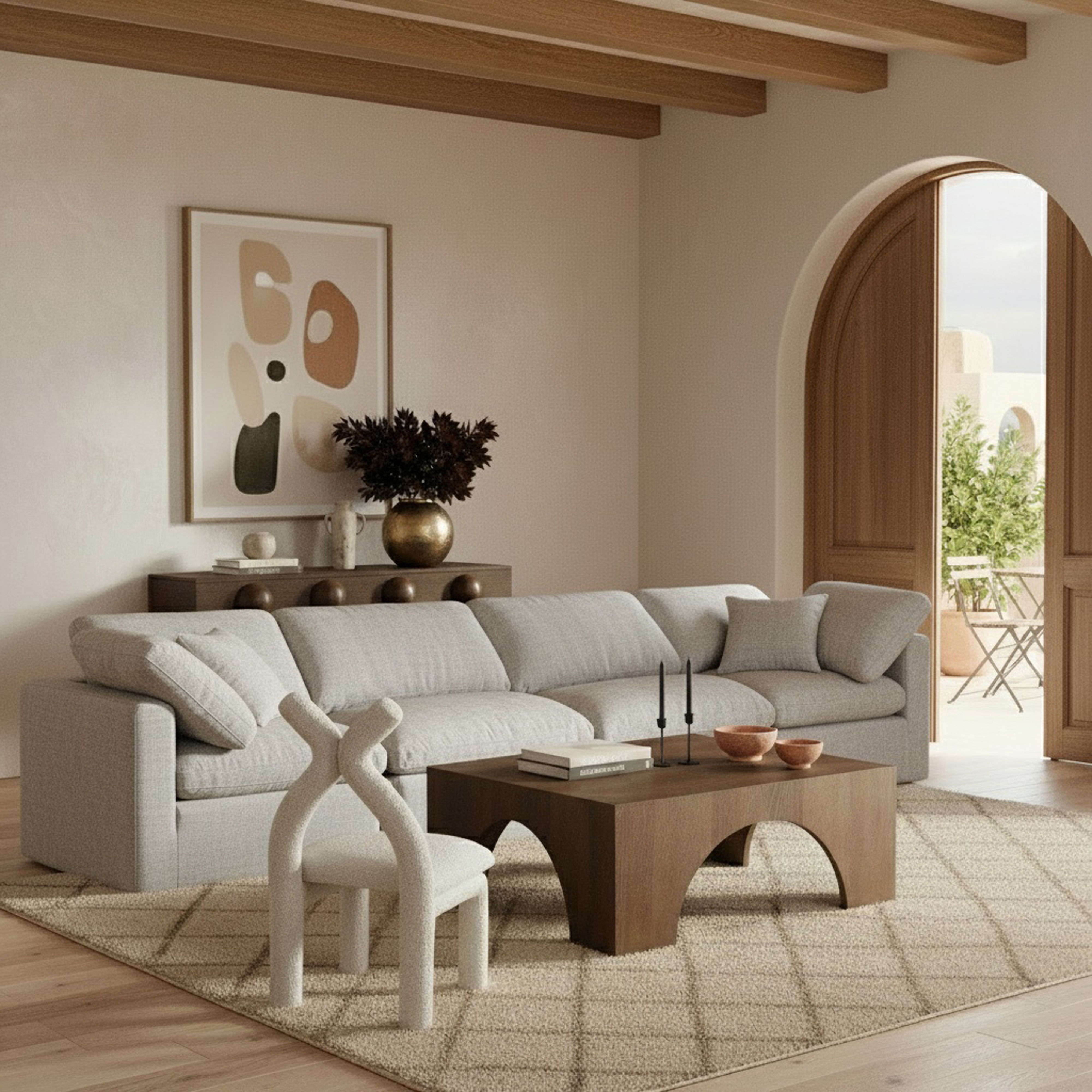 Indulge - Linen 4 Piece Modular Sofa - Gray