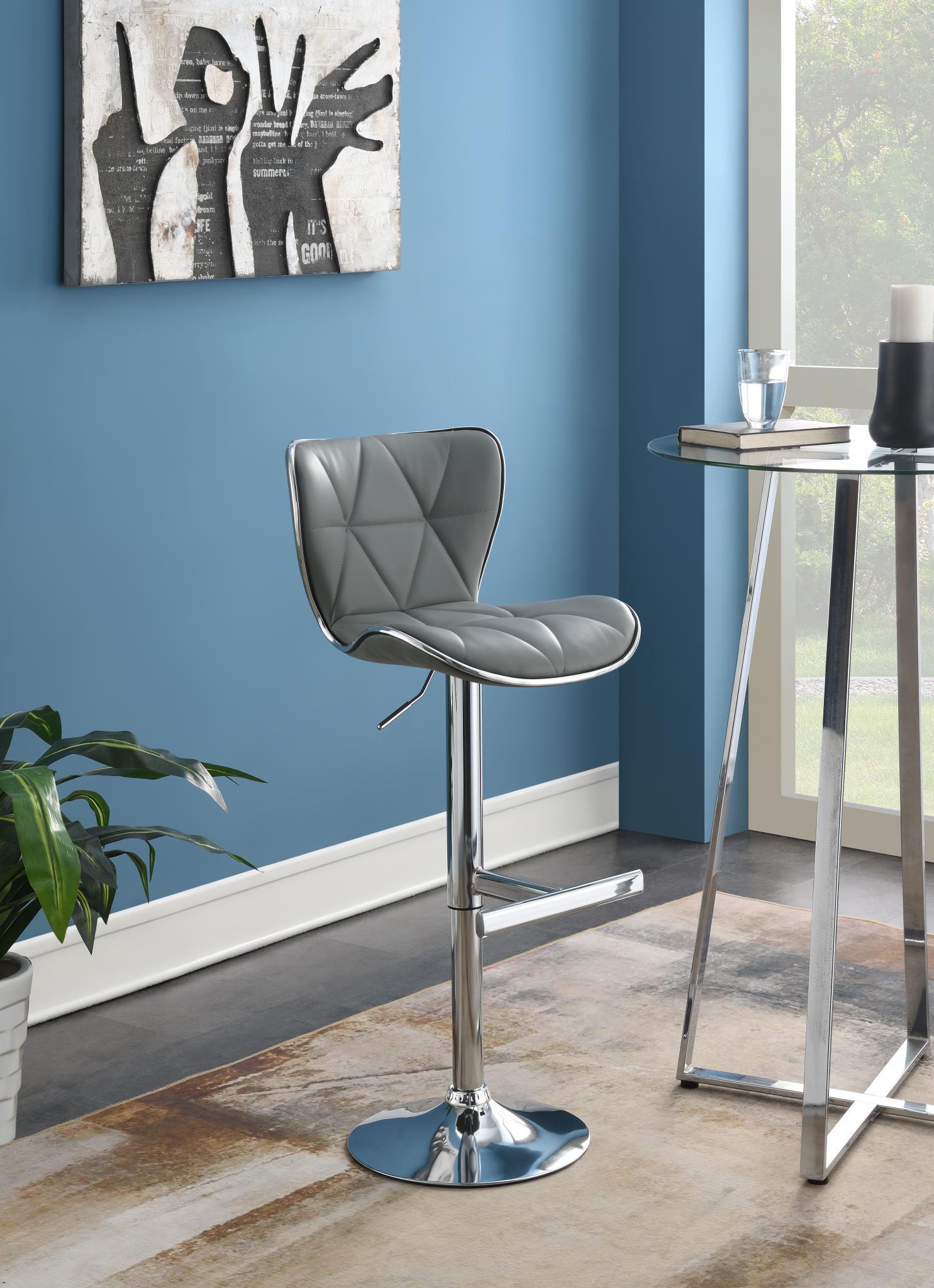 ST135 - Faux Leather Bar Stool (Set of 2) - Gray