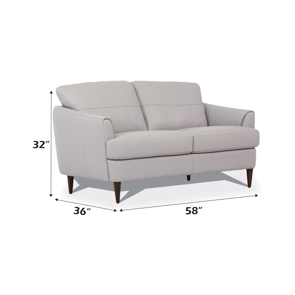 Helena - Loveseat - Pearl Gray Leather, light gray, view 7