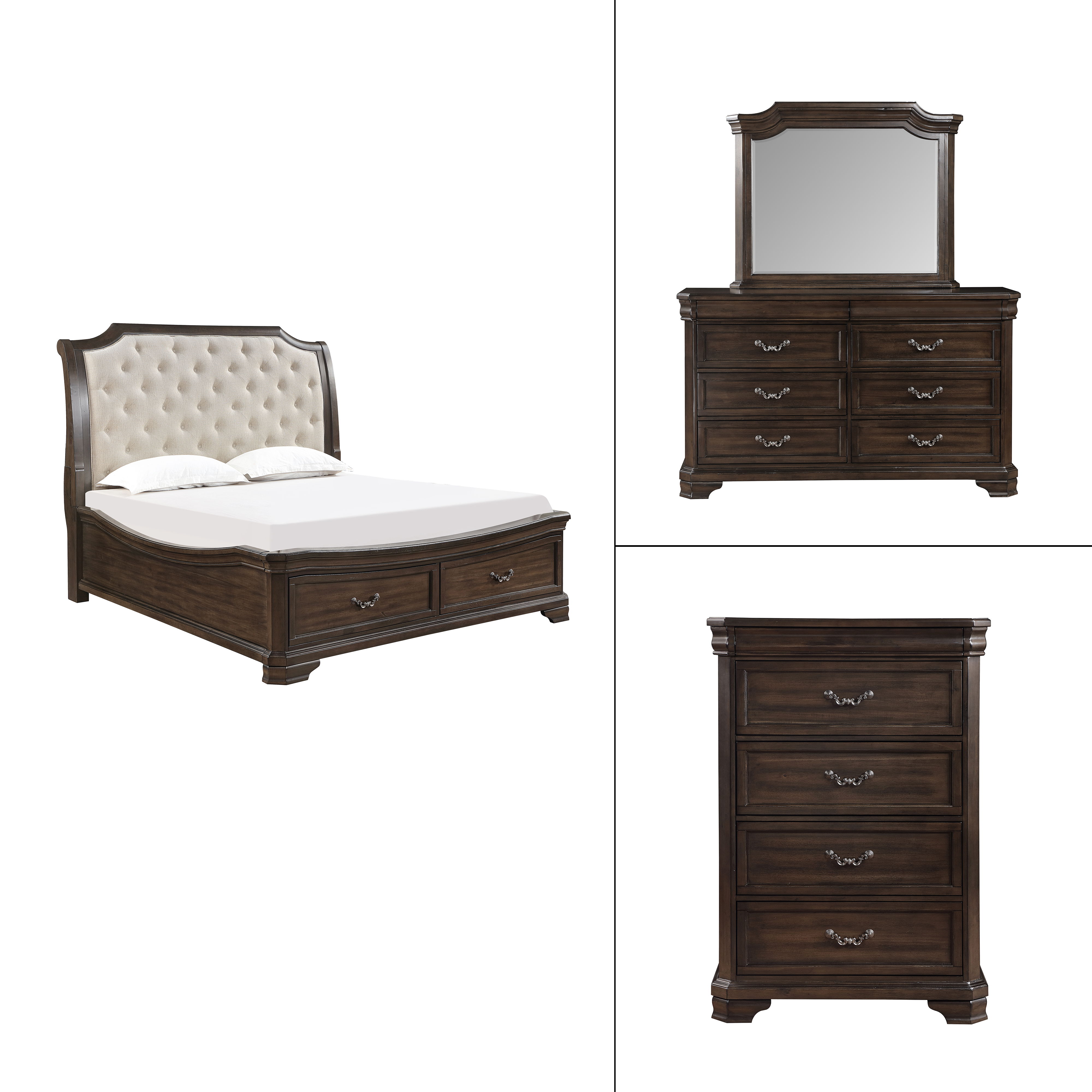 Eastern King · 4 Pc · Bed, Dresser, Mirror, Chest