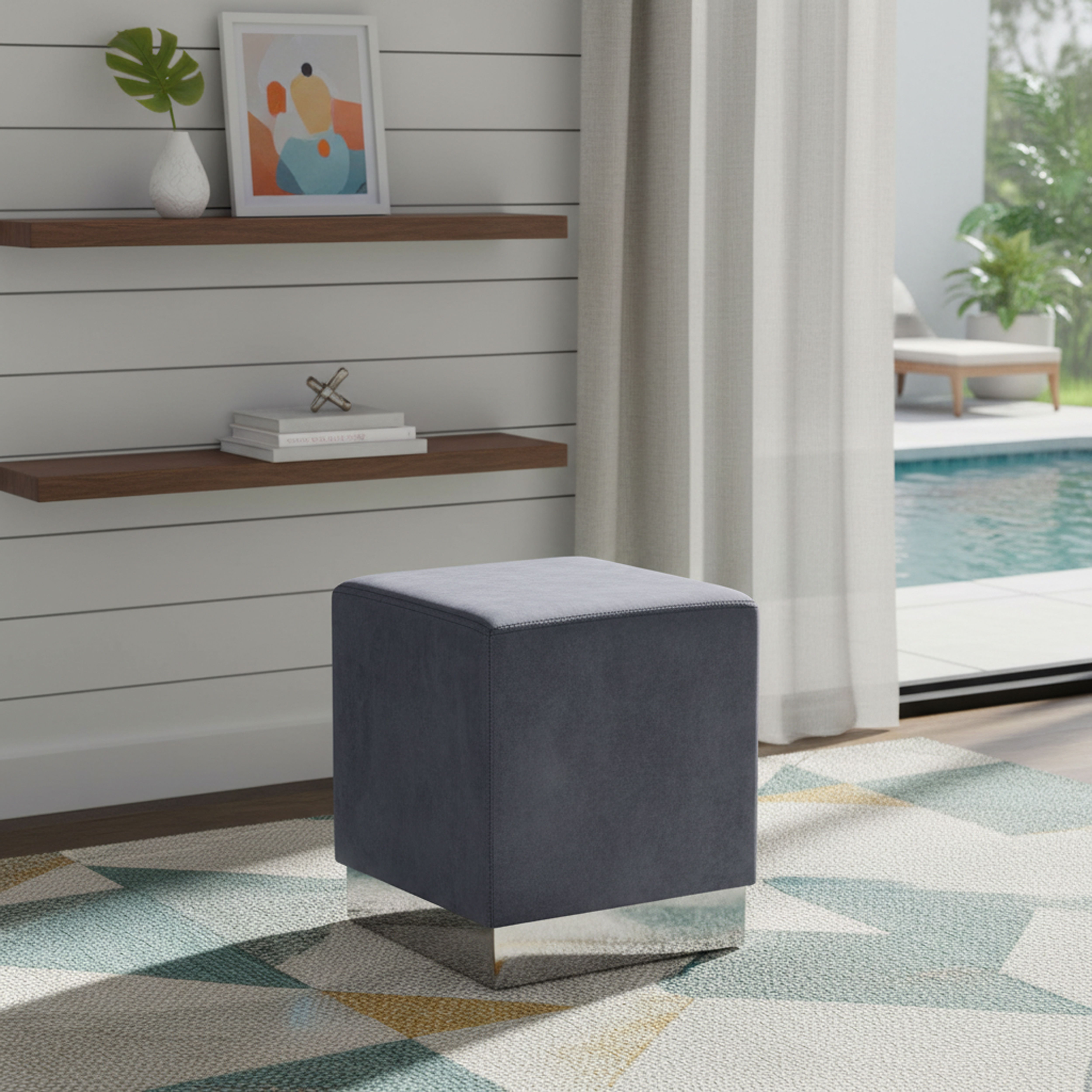 Jax - Fabric Ottoman / Stool - Gray