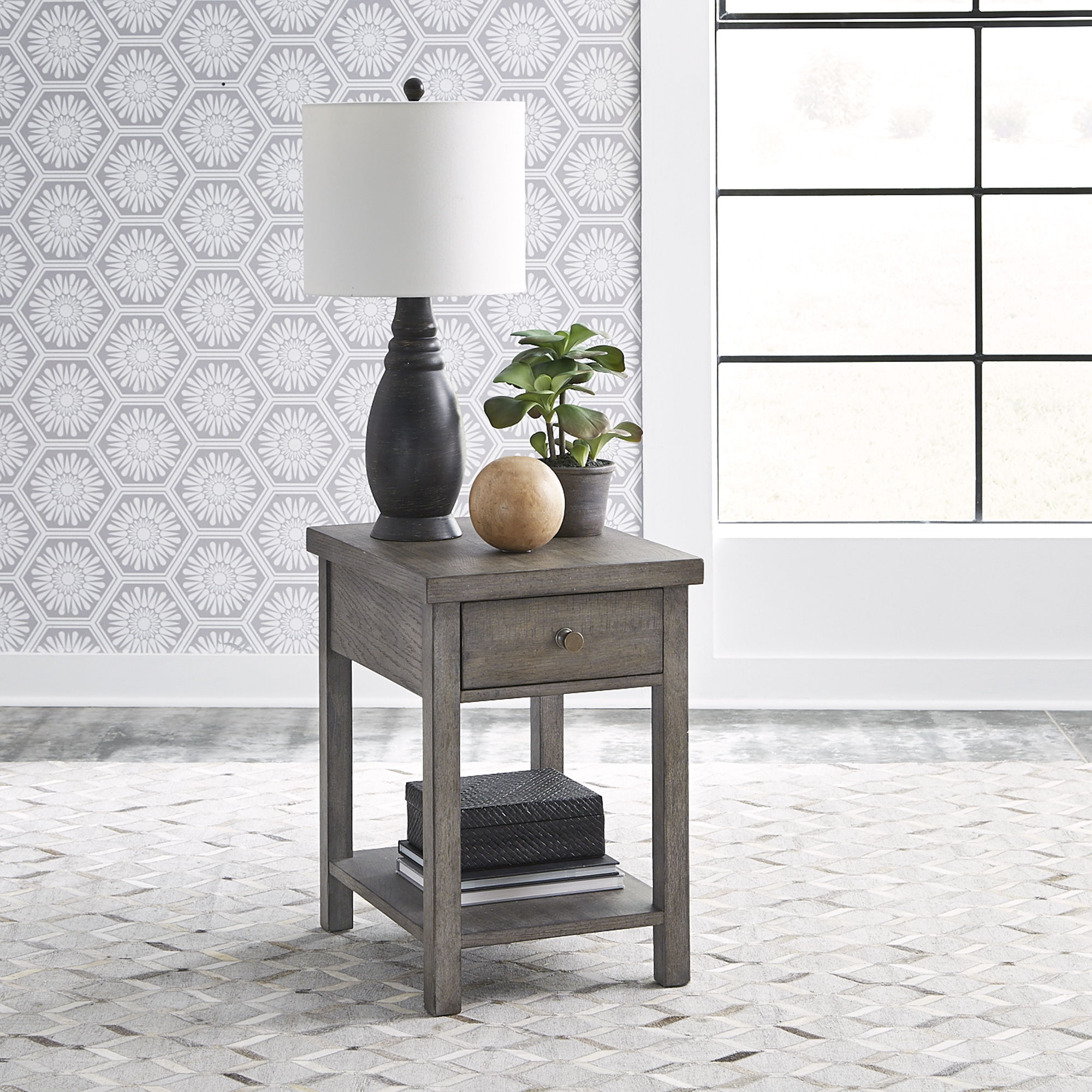 Liberty Furniture Modern Farmhouse - Drawer Chair Side Table - Gray