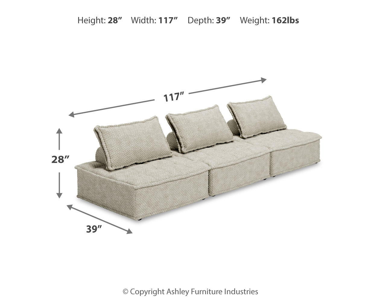 Ashley Furniture Bales - 3-Piece Modular Seating - Taupe - Image 12
