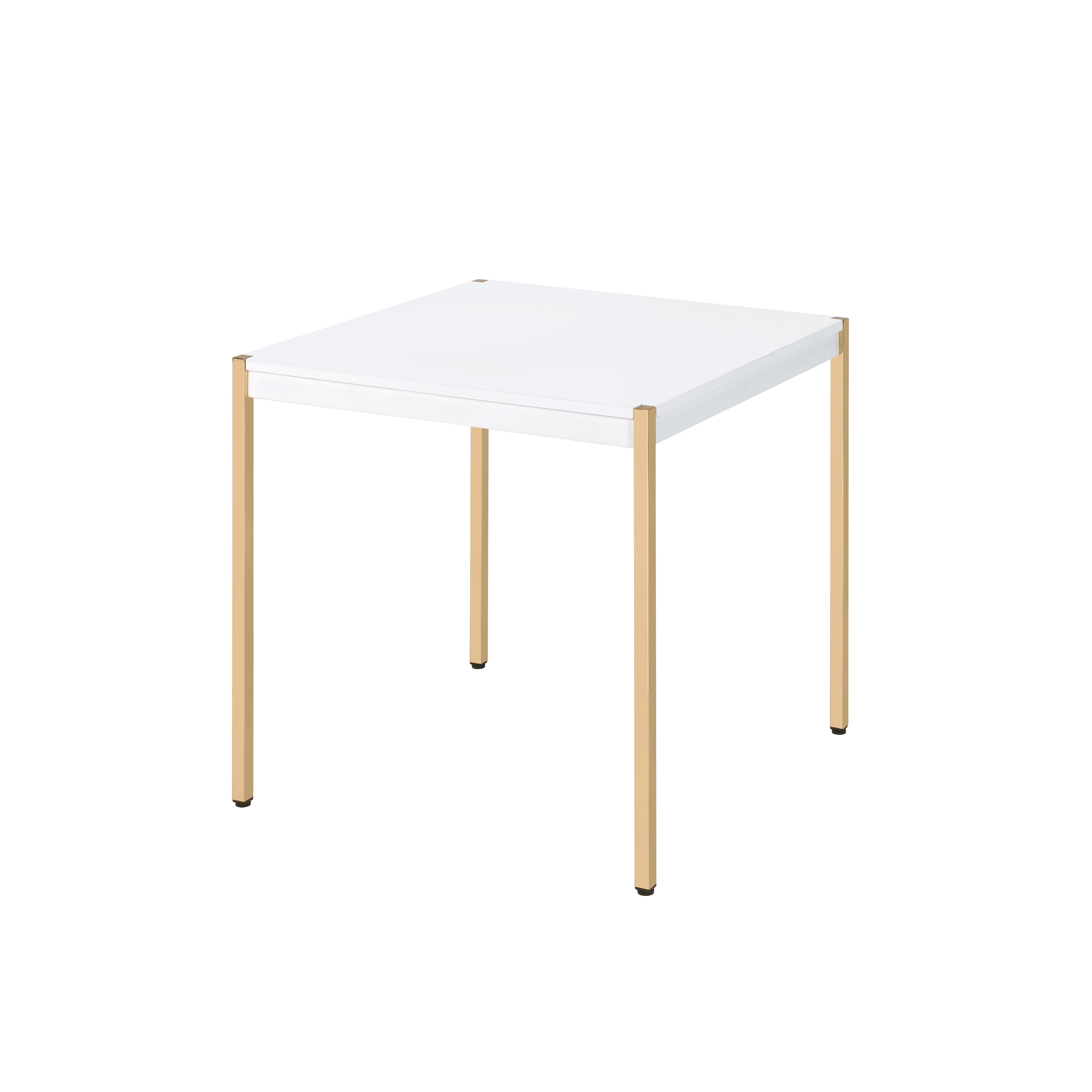 Otrac - End Table - White & Gold, white