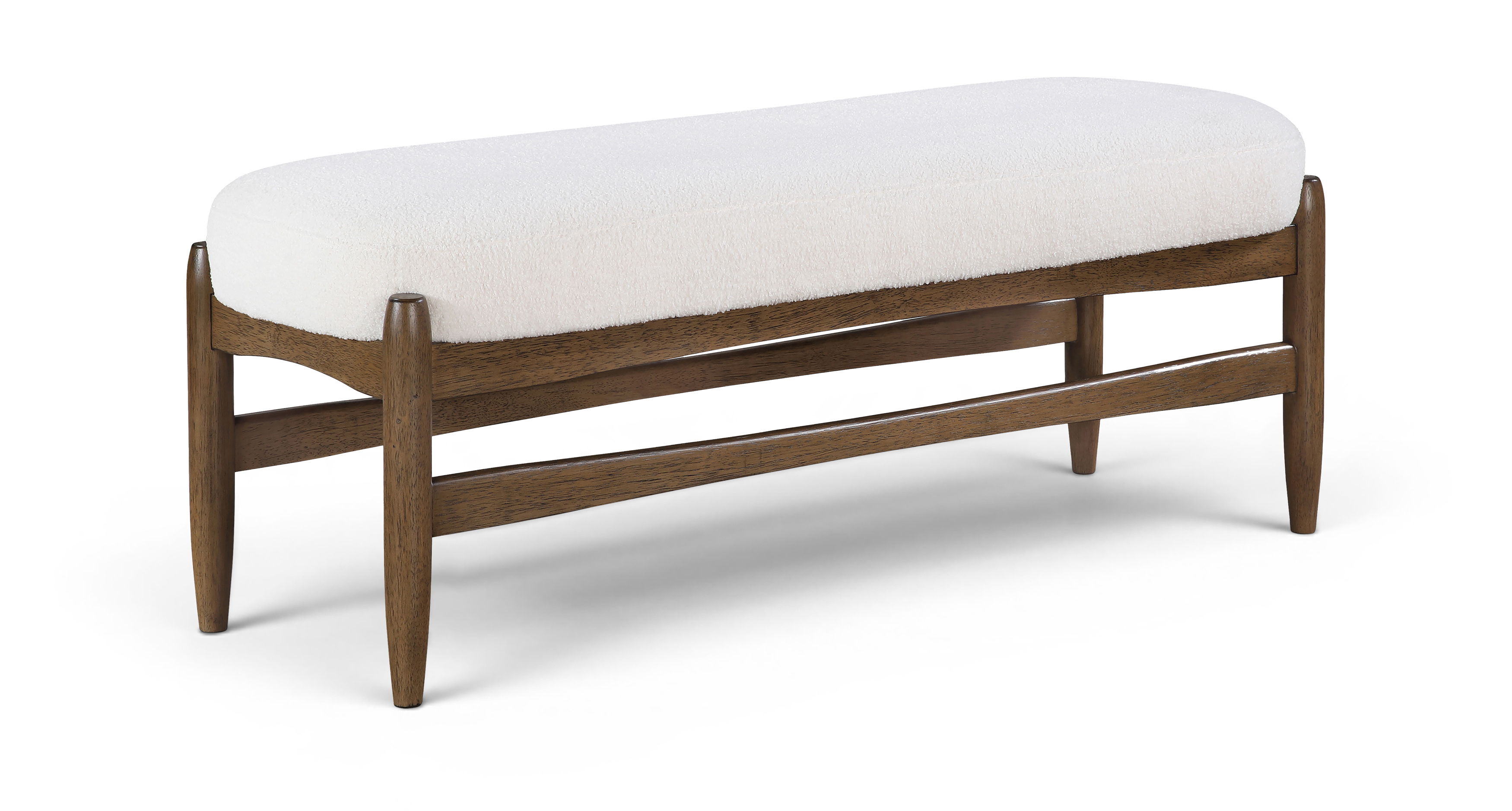 Briar - Faux Sheepskin Upholstered Bench - Cream / Brown