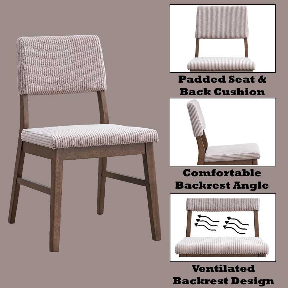 Seda - Corduroy Side Chair (Set of 2) - Dusty Mauve & Walnut, beige, view 7