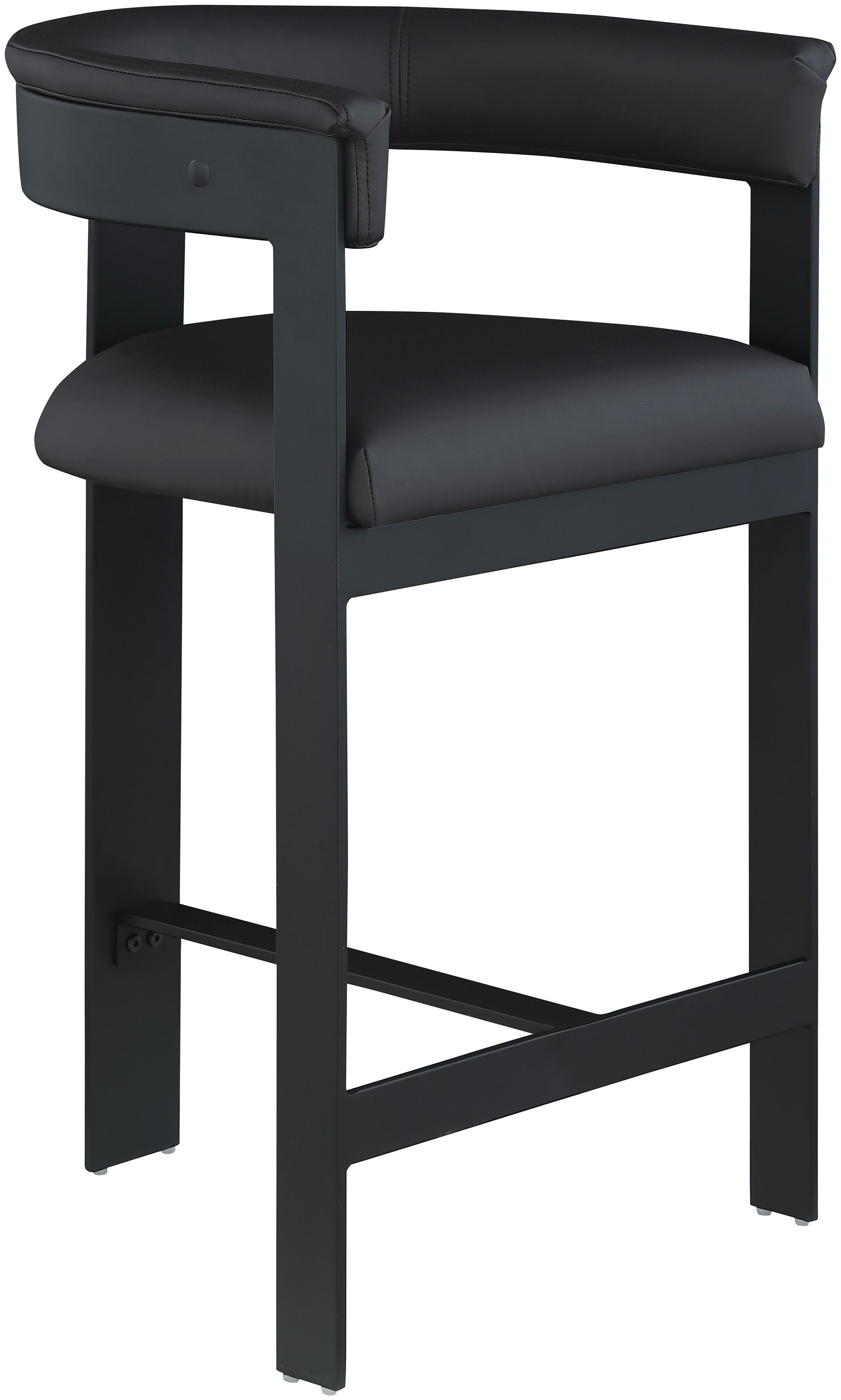 Romeo - Faux Leather Counter Stool With Black Base (Set of 2) - Black