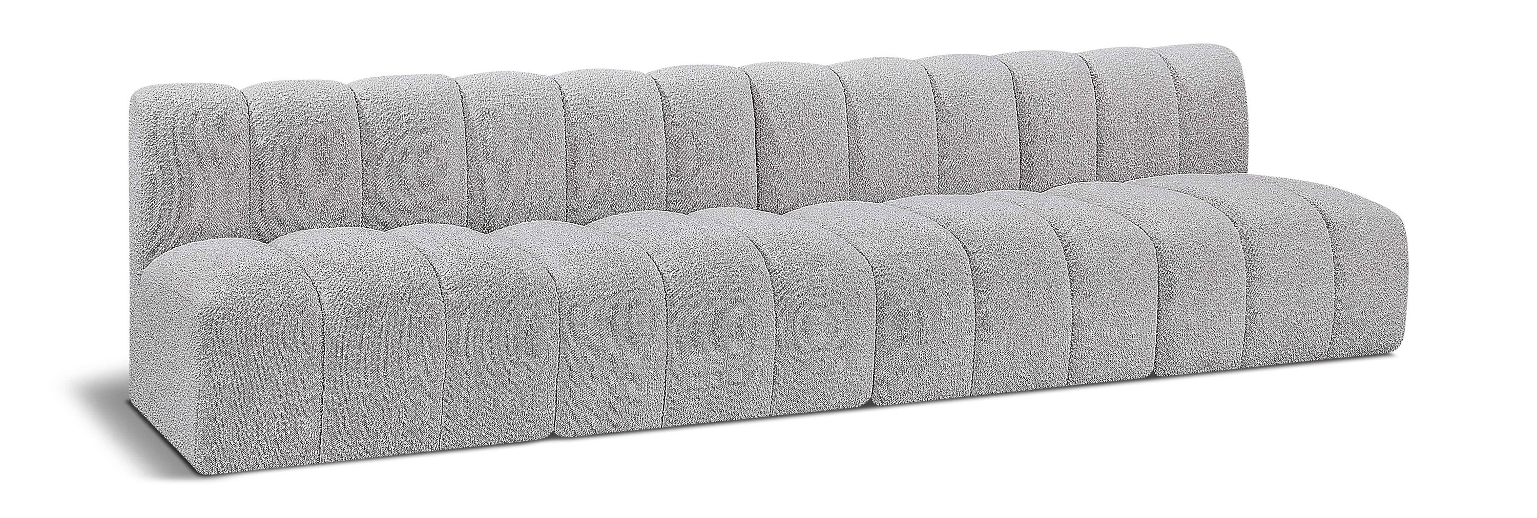 Arc - Boucle Fabric 4 Seats Modular Sofa - Gray