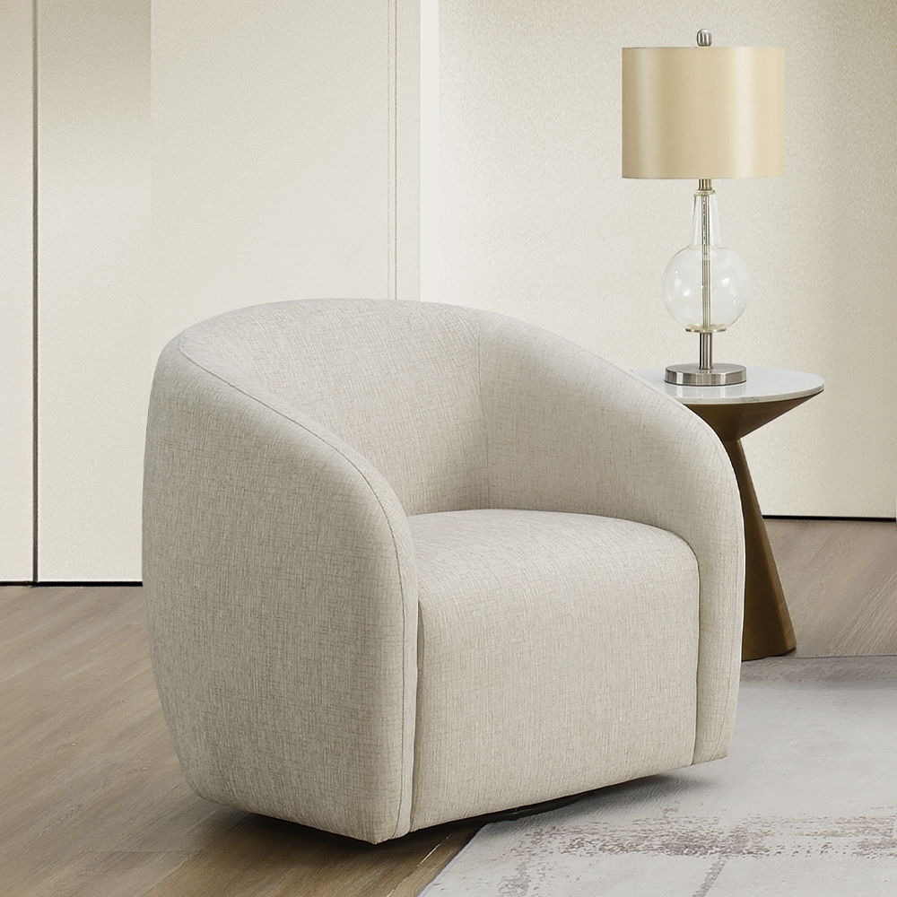 Etienne - Chair With Swivel - Beige Linen, beige