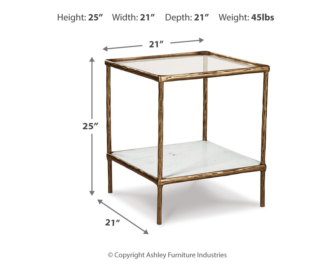 Ashley Furniture Ryandale - Accent Table - Antique Brass Finish - Image 4