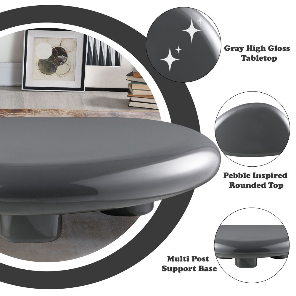 Charlene - Coffee Table - Gray High Gloss, dark gray, view 8