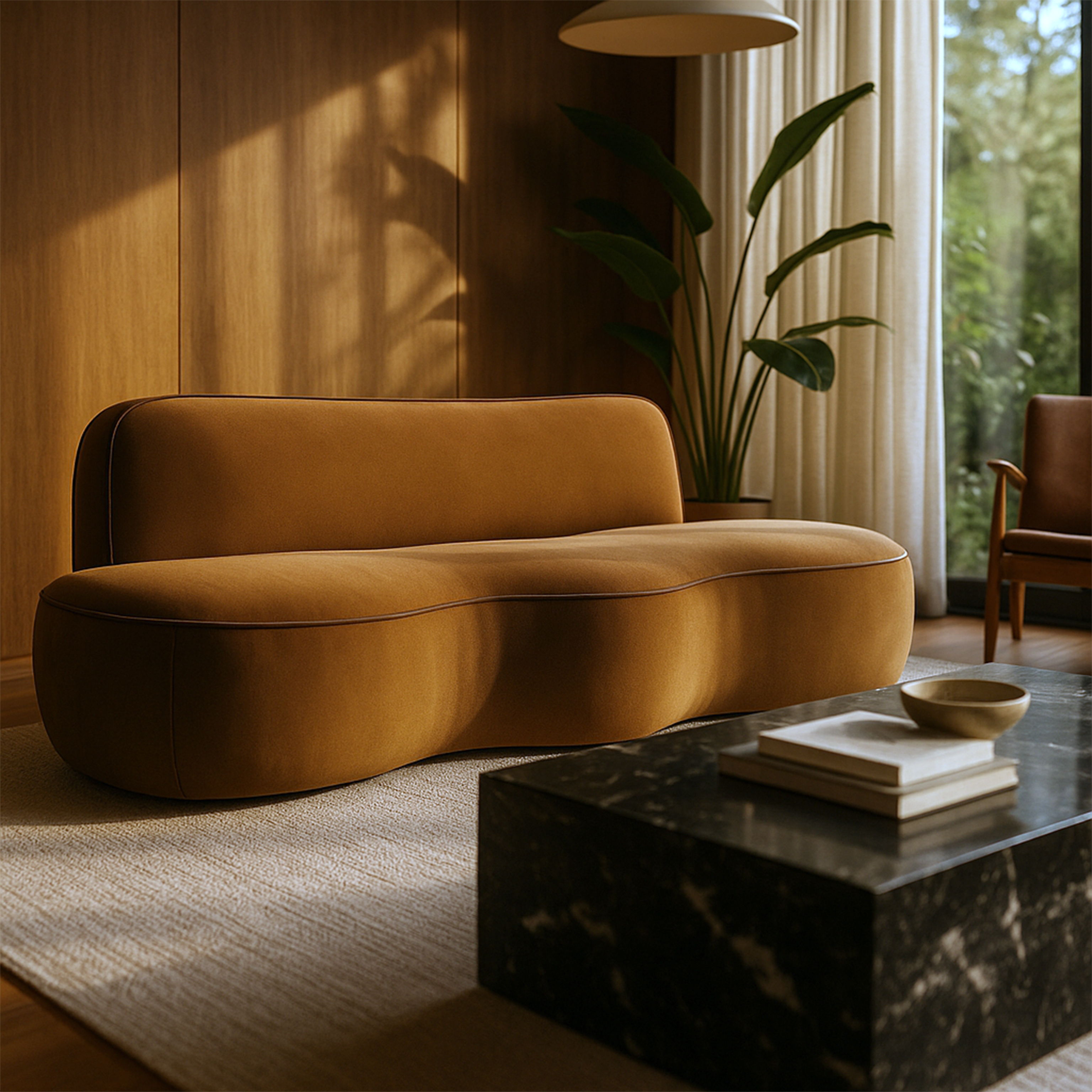 Swerve - Velvet 101" Upholstered Sofa - Saddle