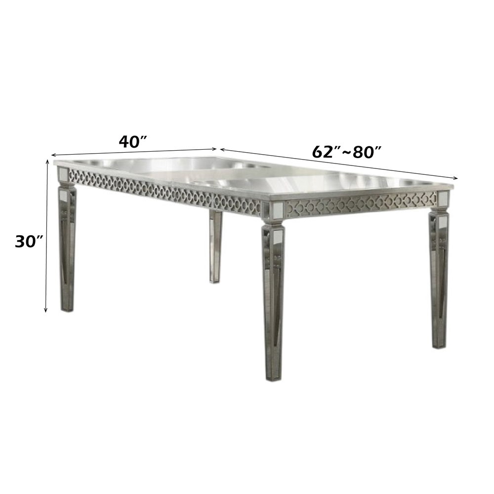 Kacela - Dining Table - Mirrored & Champagne, silver, view 3