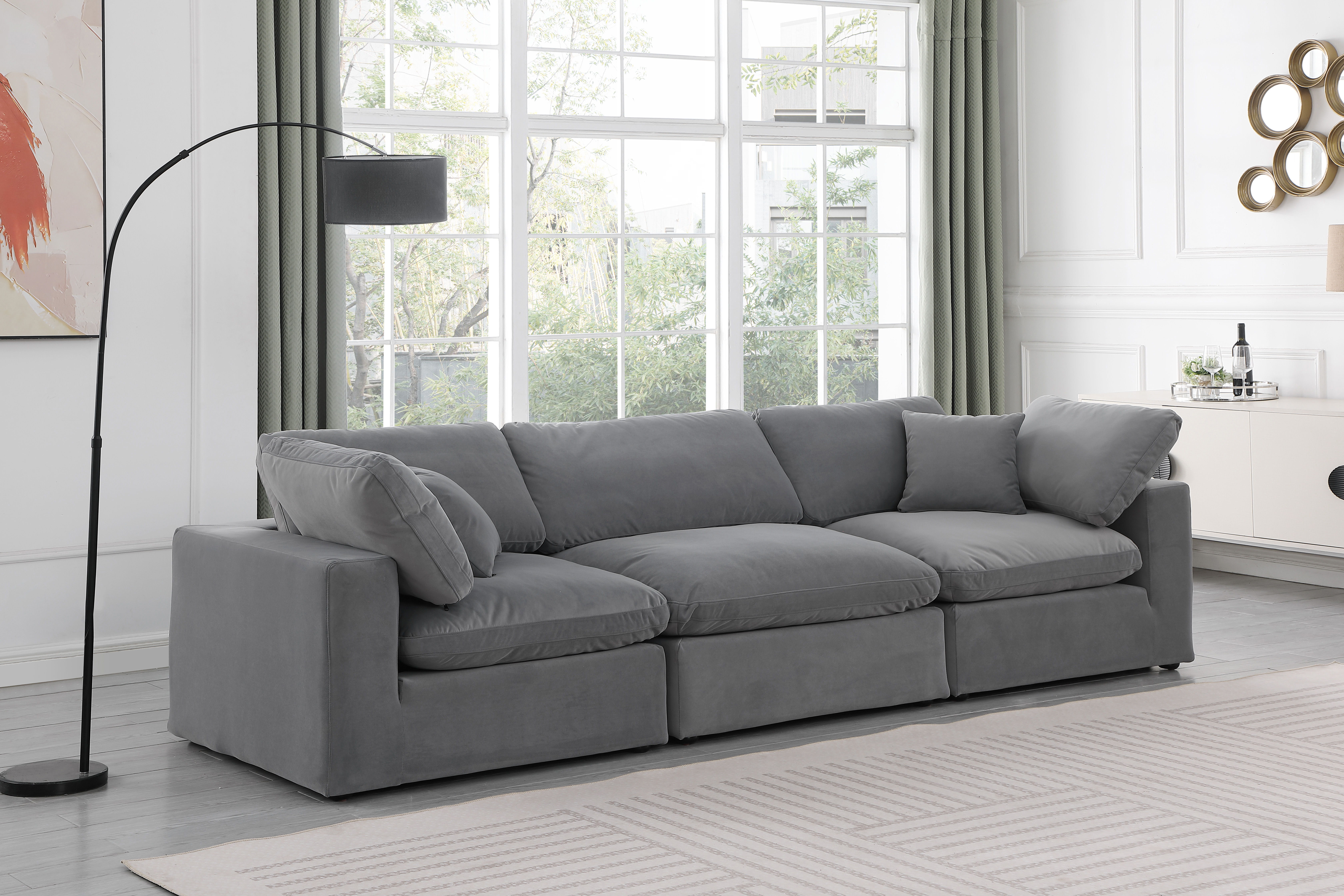 Comfy - Velvet Modular Sofa 3 Pieces - Dark Gray