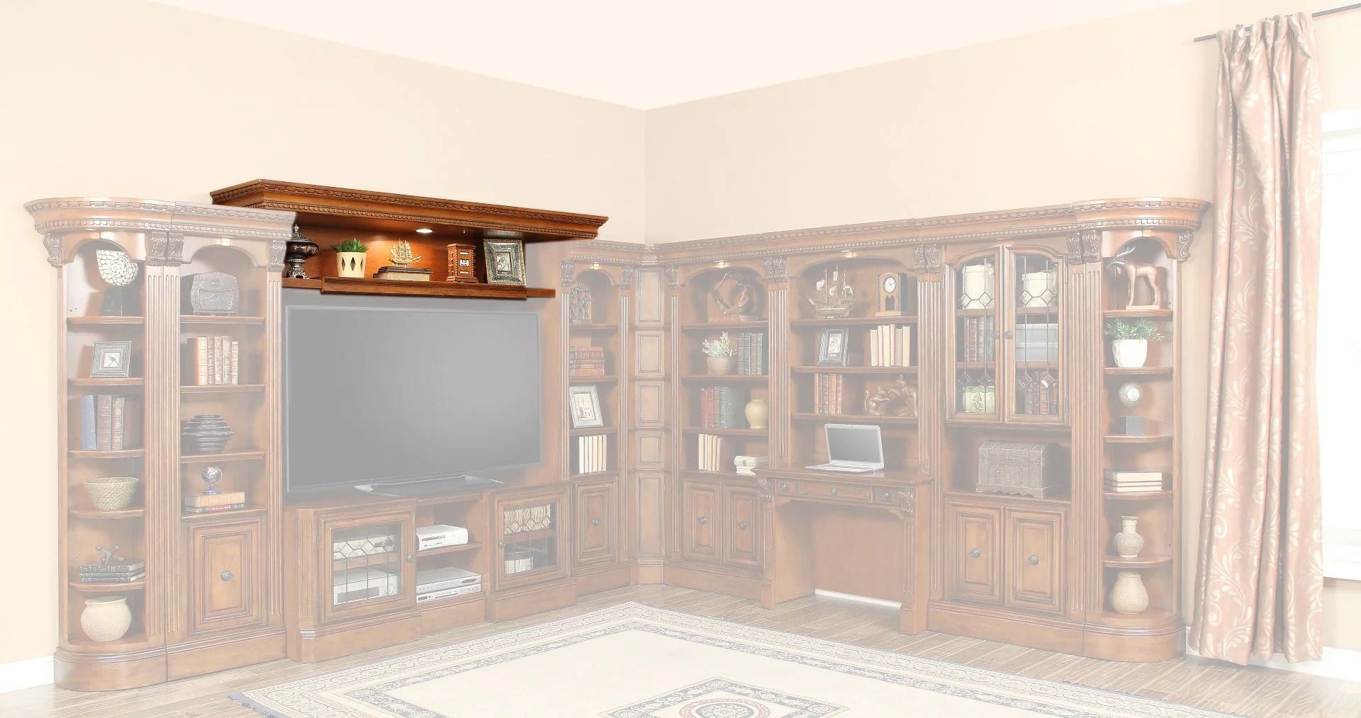 Parker House Huntington - Expandable Bridge with Shelf and Backpanel - Antique Vintage Pecan