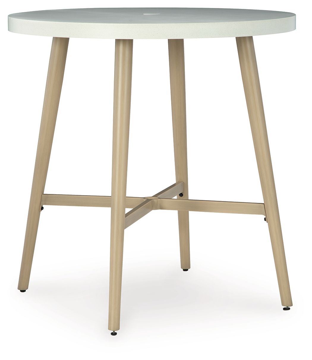 Ashley Seton Creek Round Bar Table w/UMB OPT - Beige