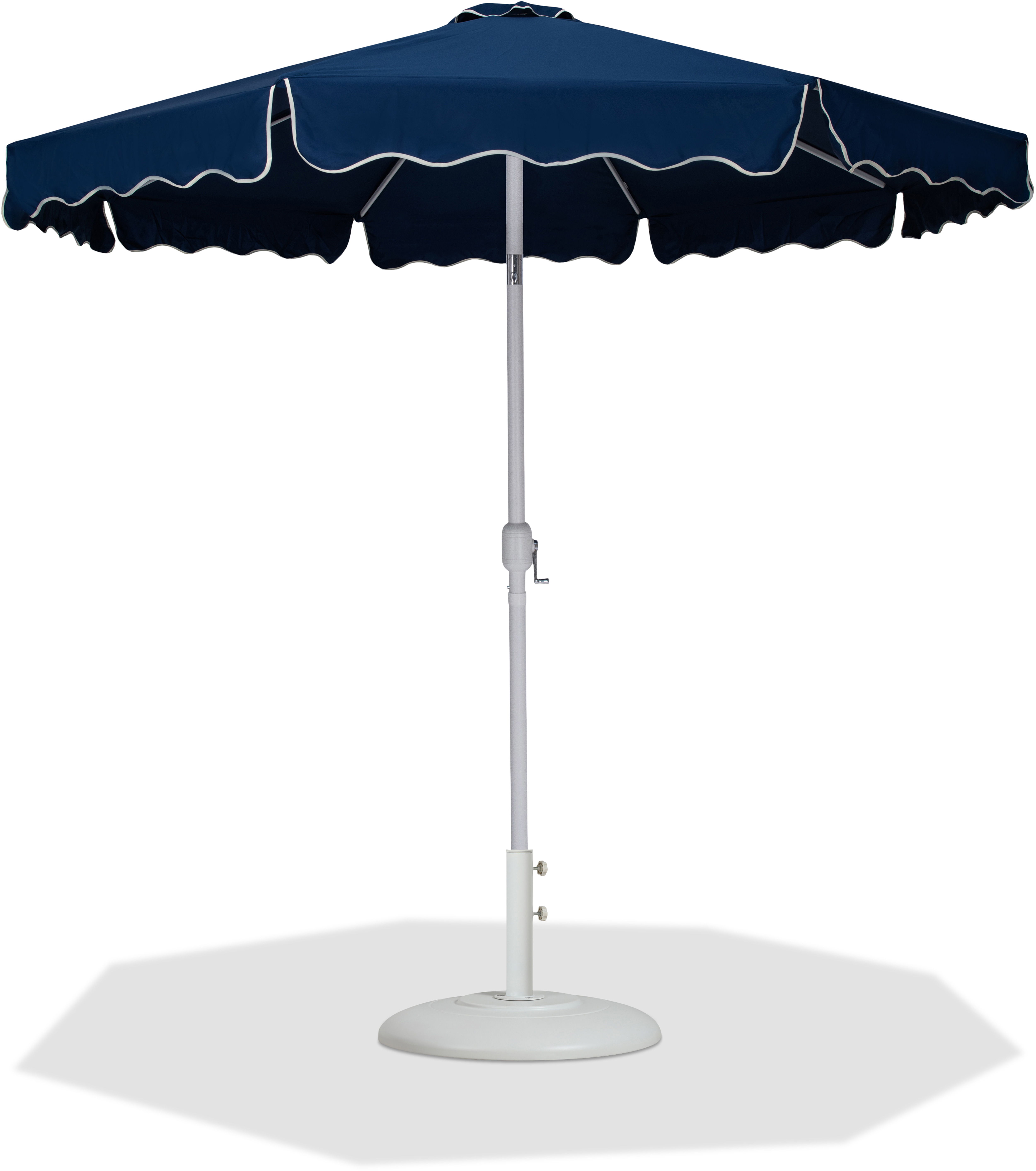Amalfi - With Cream Piping Aluminum Patio Umbrella With White Base / White Pole - Navy