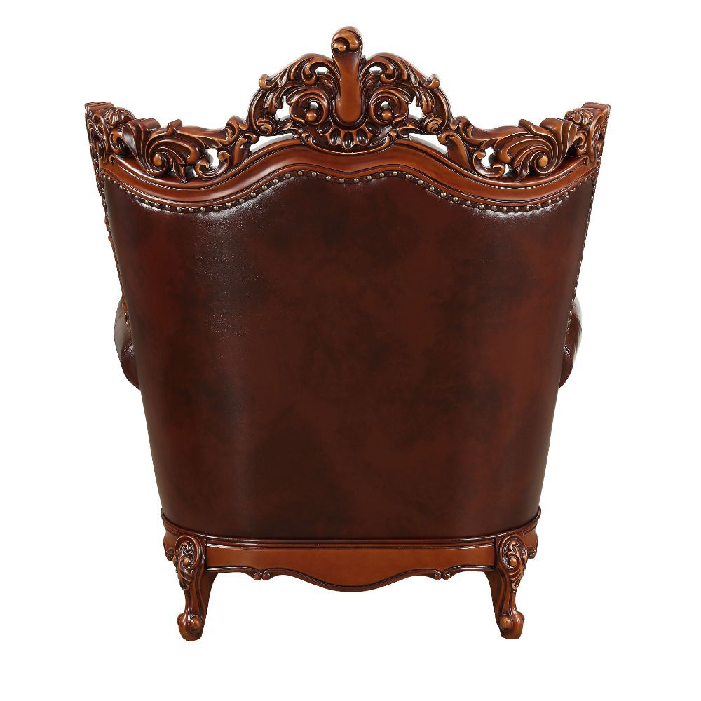 Eustoma - Chair - Cherry Top Grain Leather Match & Walnut, dark brown, view 3