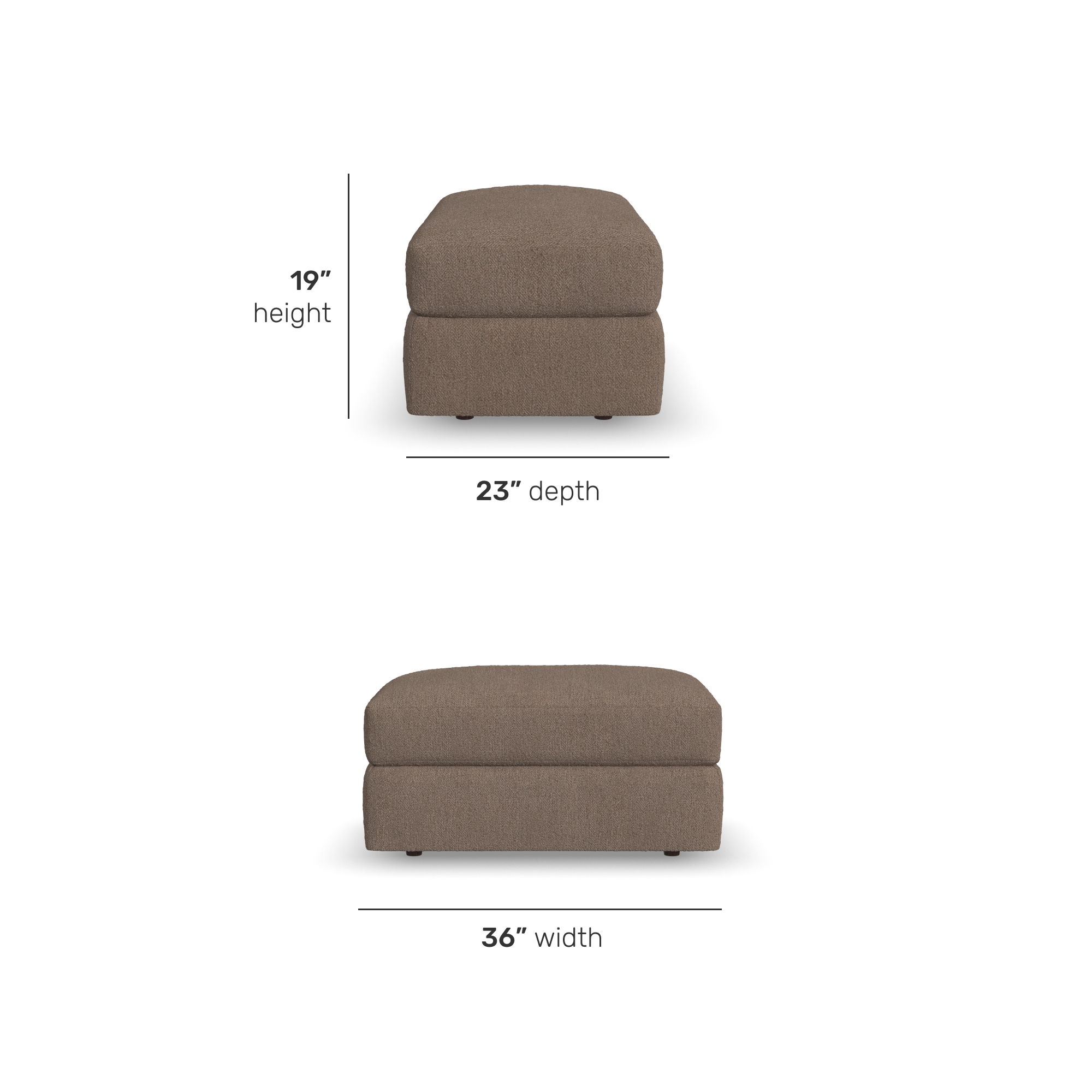 Chevy - Fabric Ottoman Pouf - Brown, light brown, view 6