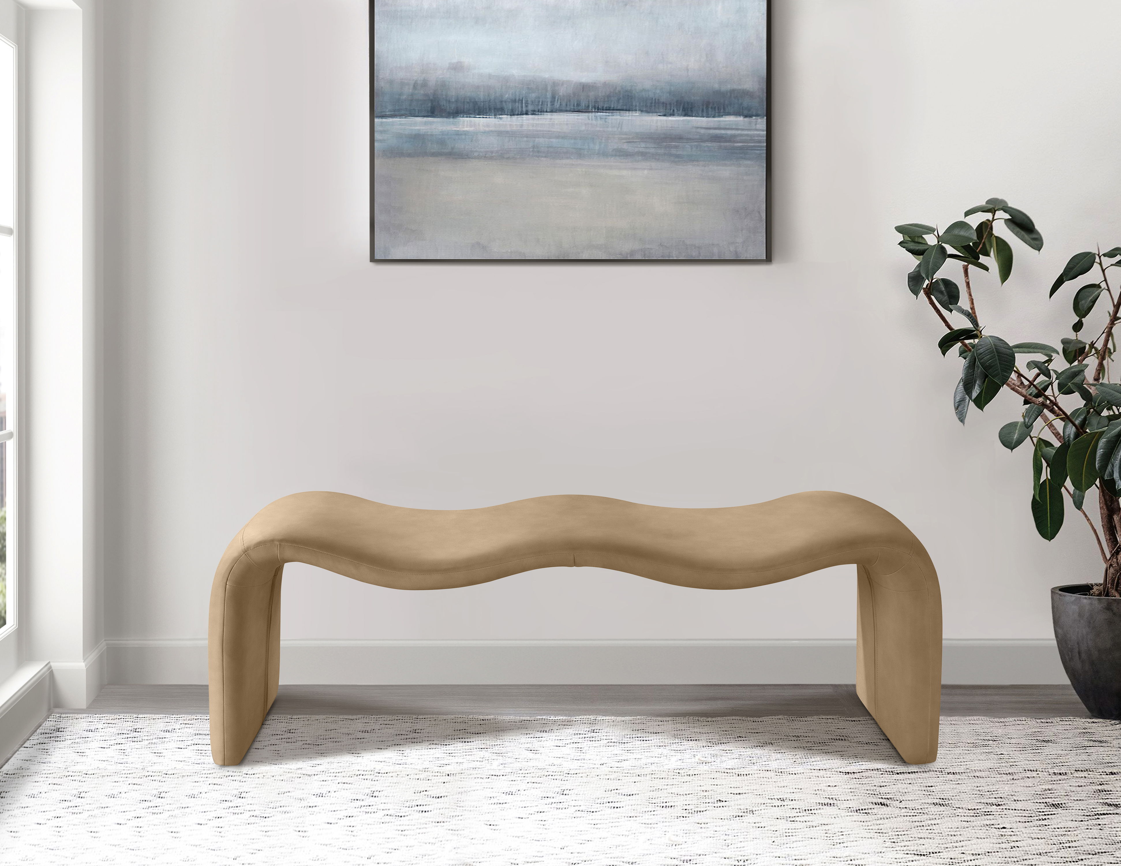 Willow - Faux Leather Bench - Tan
