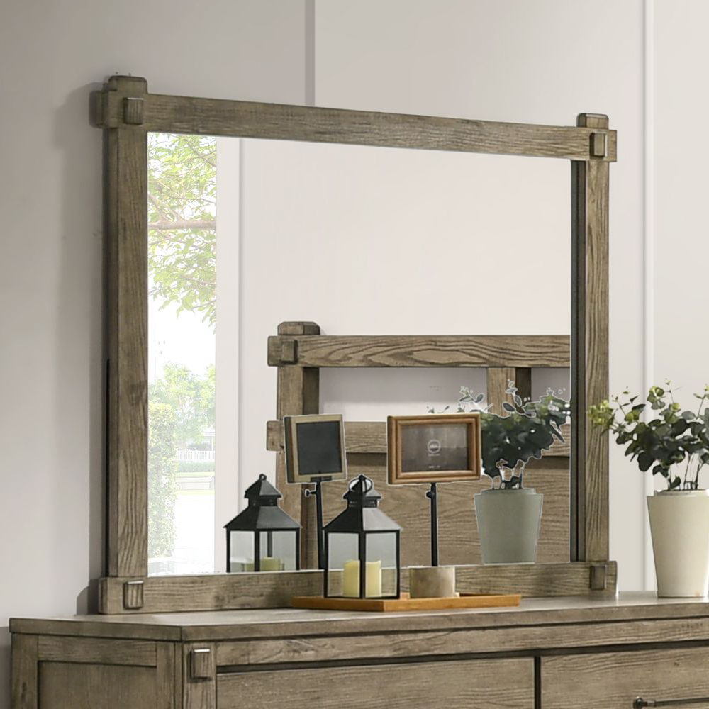Colton - Mirror - Antique White Oak, dark brown