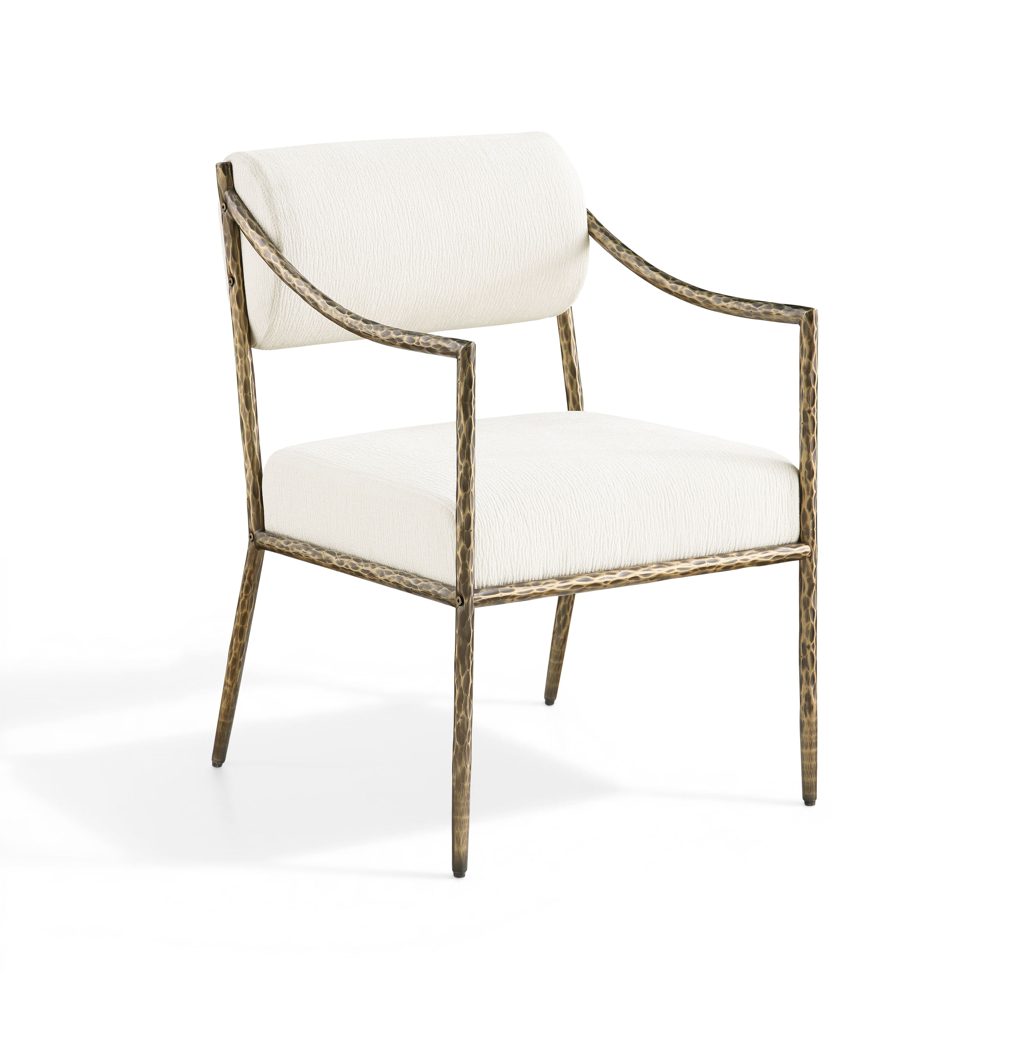 Bastille - Upholstered Dining Arm Chair (Set of 2) - Cream / Brass