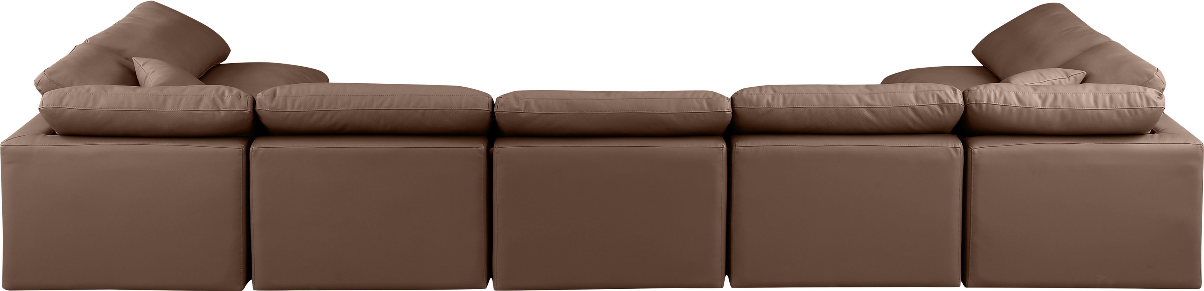 Indulge - Faux Leather 7 Piece Modular U-Shaped Sectional - Brown