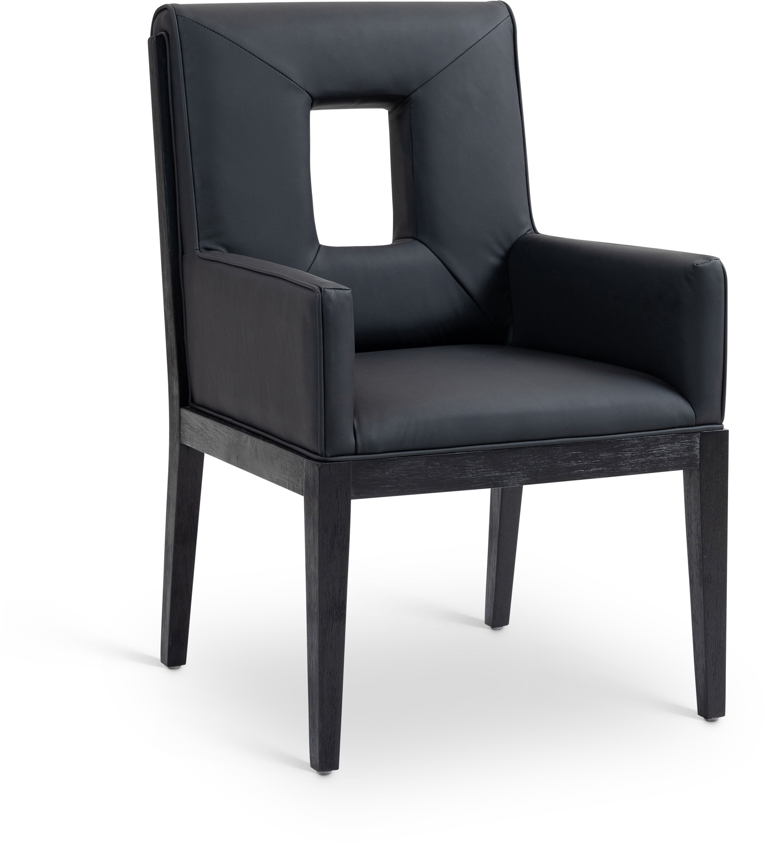 Gwendolyn - Faux Leather Dining Arm Chair With Black Frame - Black