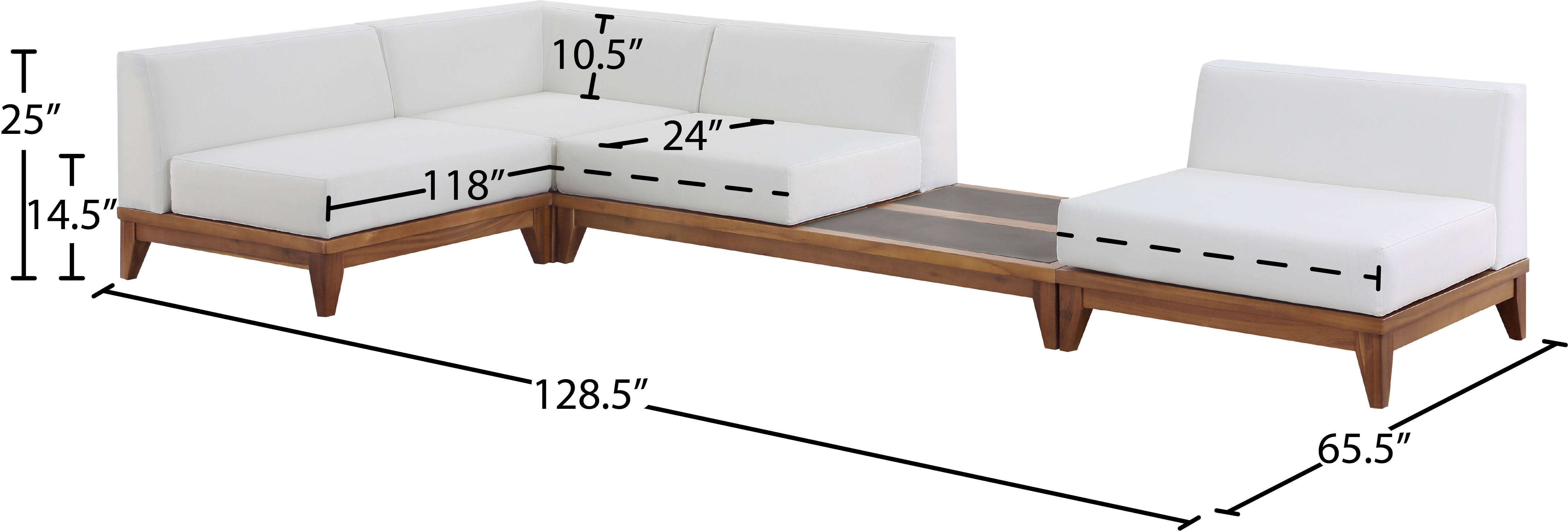 Rio - 4 Piece Fabric Modular Sectional - Off White