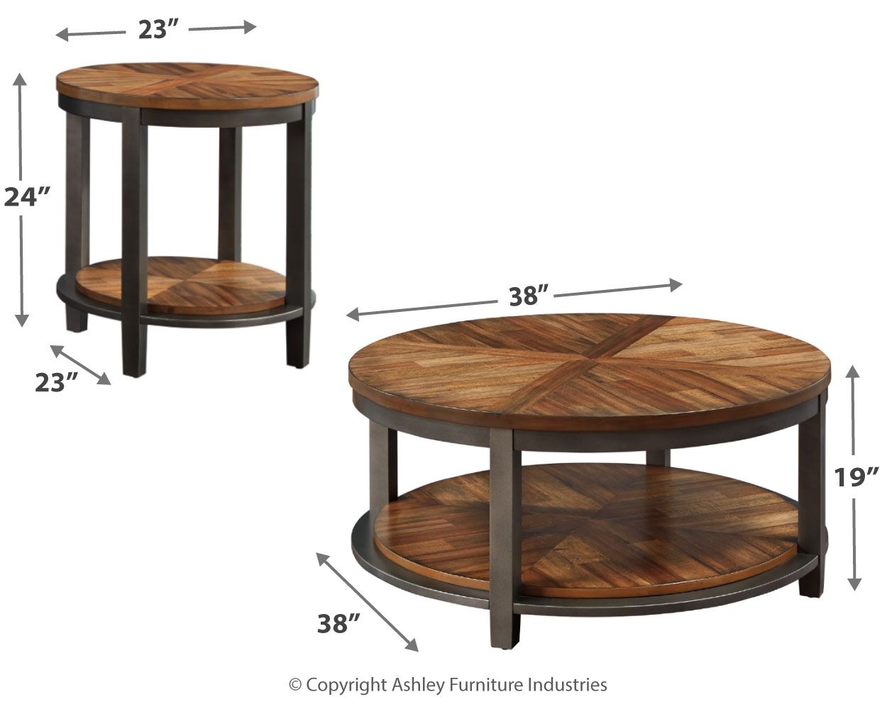 Ashley Furniture Roybeck - Occasional Table Set (Set of 3) - Light Brown / Bronze - Image 4