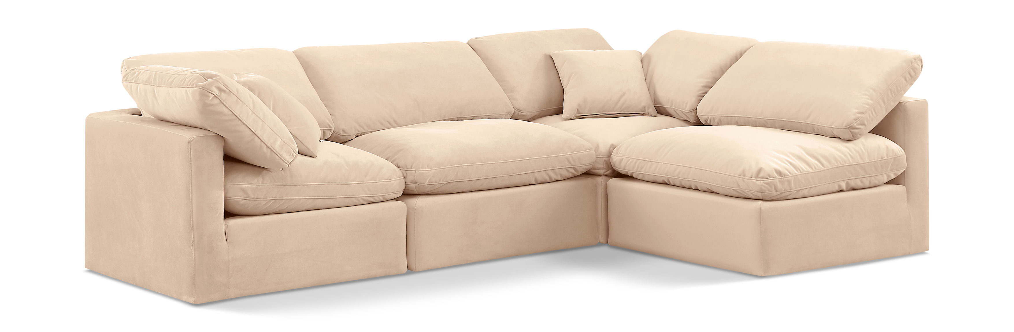 Indulge - Velvet 4 Piece Modular Sectional - Beige